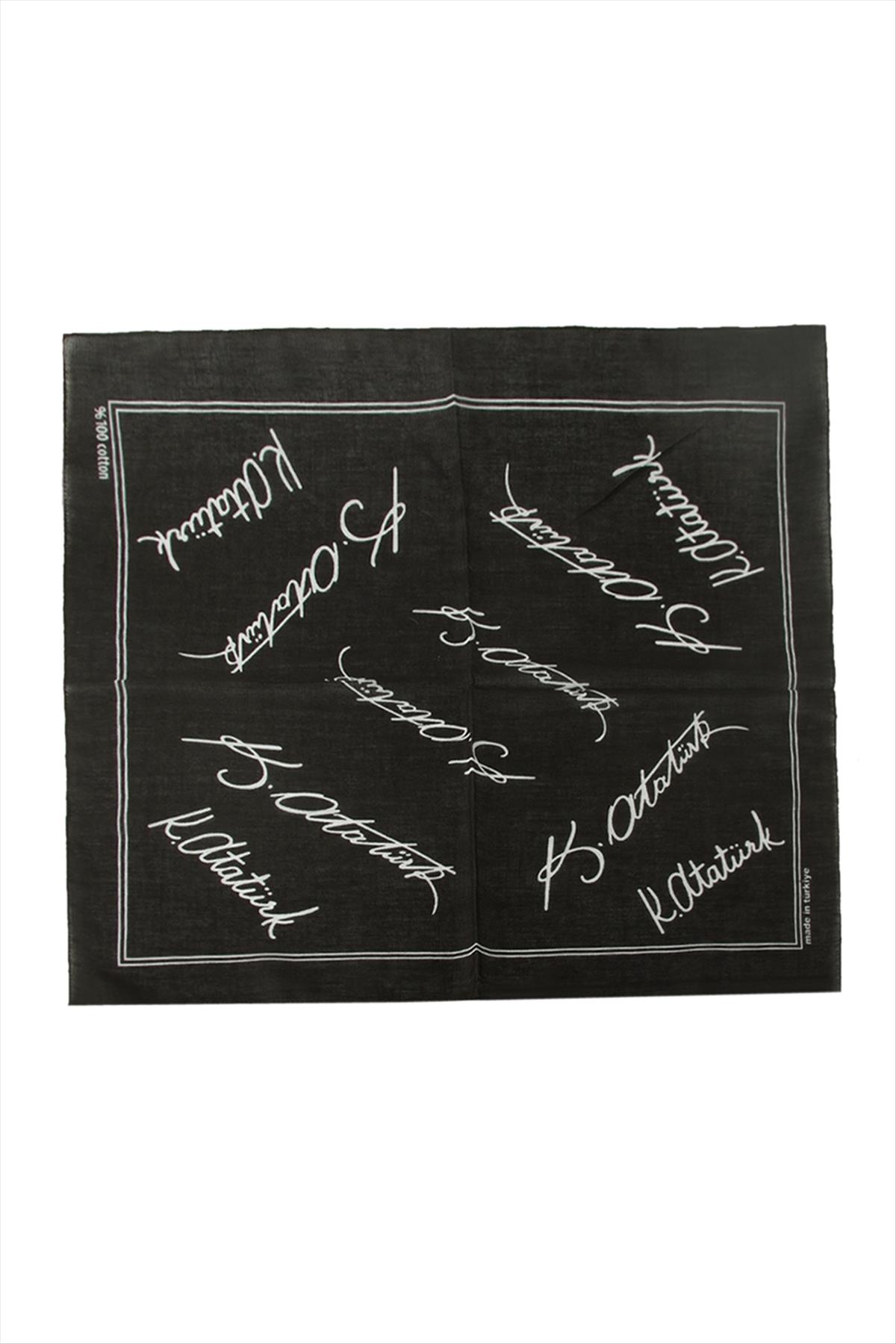 Atatürk İmzalı Desenli Bandana 50*50