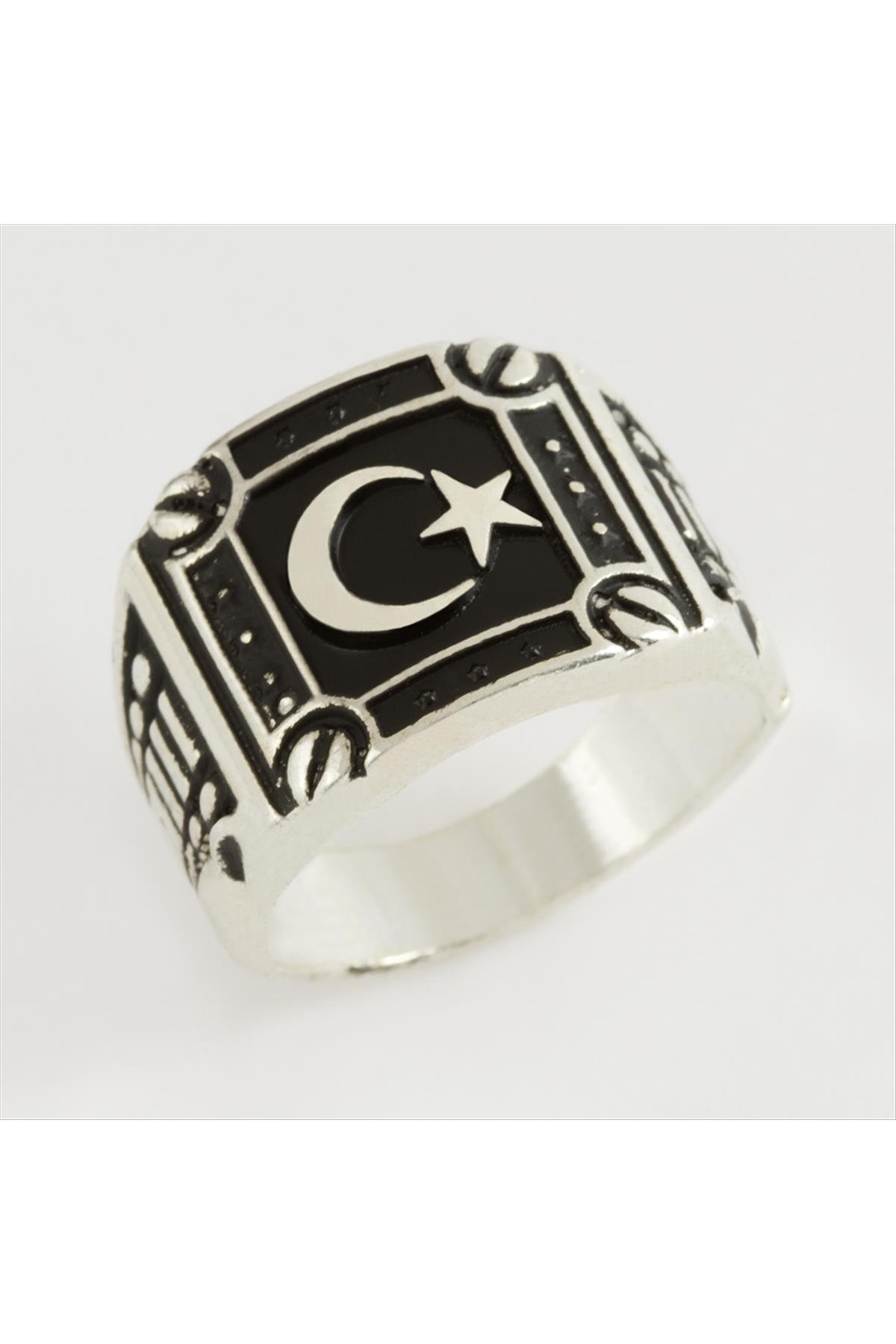 Ay Yıldız Metal Erkek Yüzük