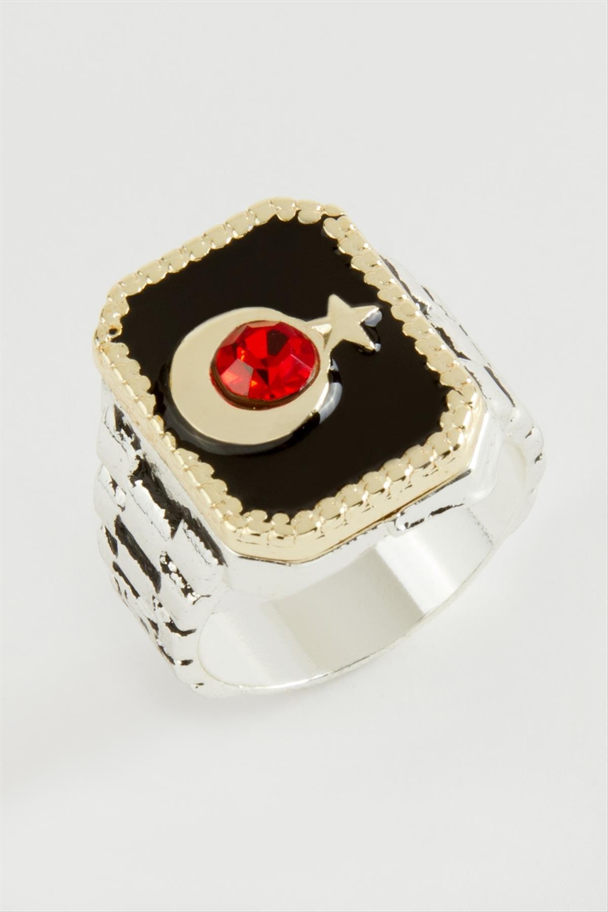 Ay Yıldız Metal Erkek Yüzük