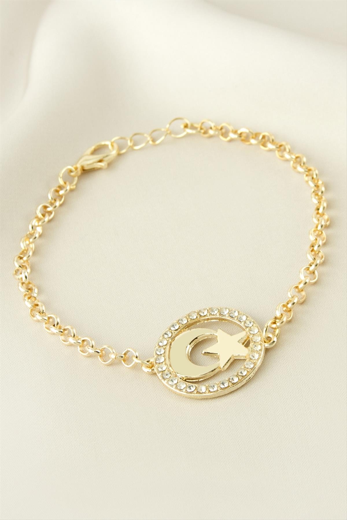 Ay Yıldız Taşlı Bileklik