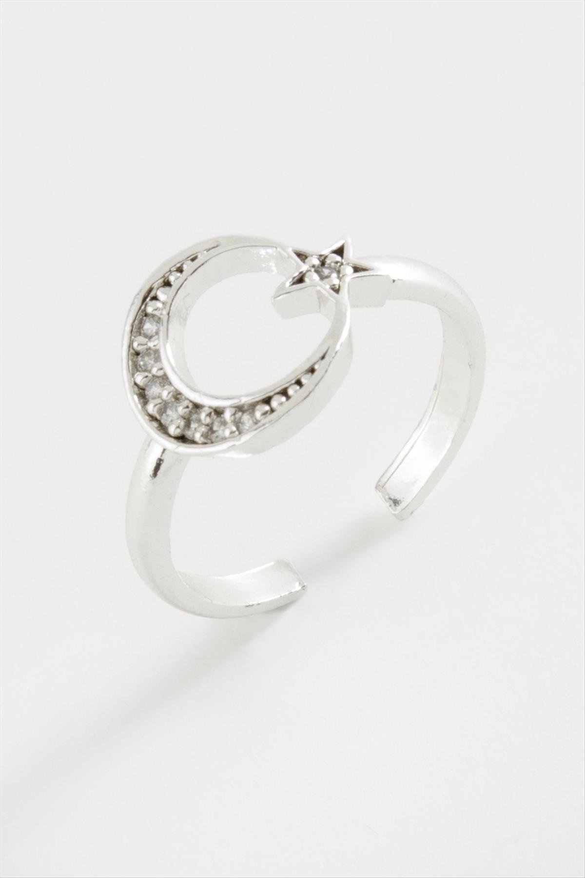 Ay Yıldız Zirkon Taşlı Yüzük