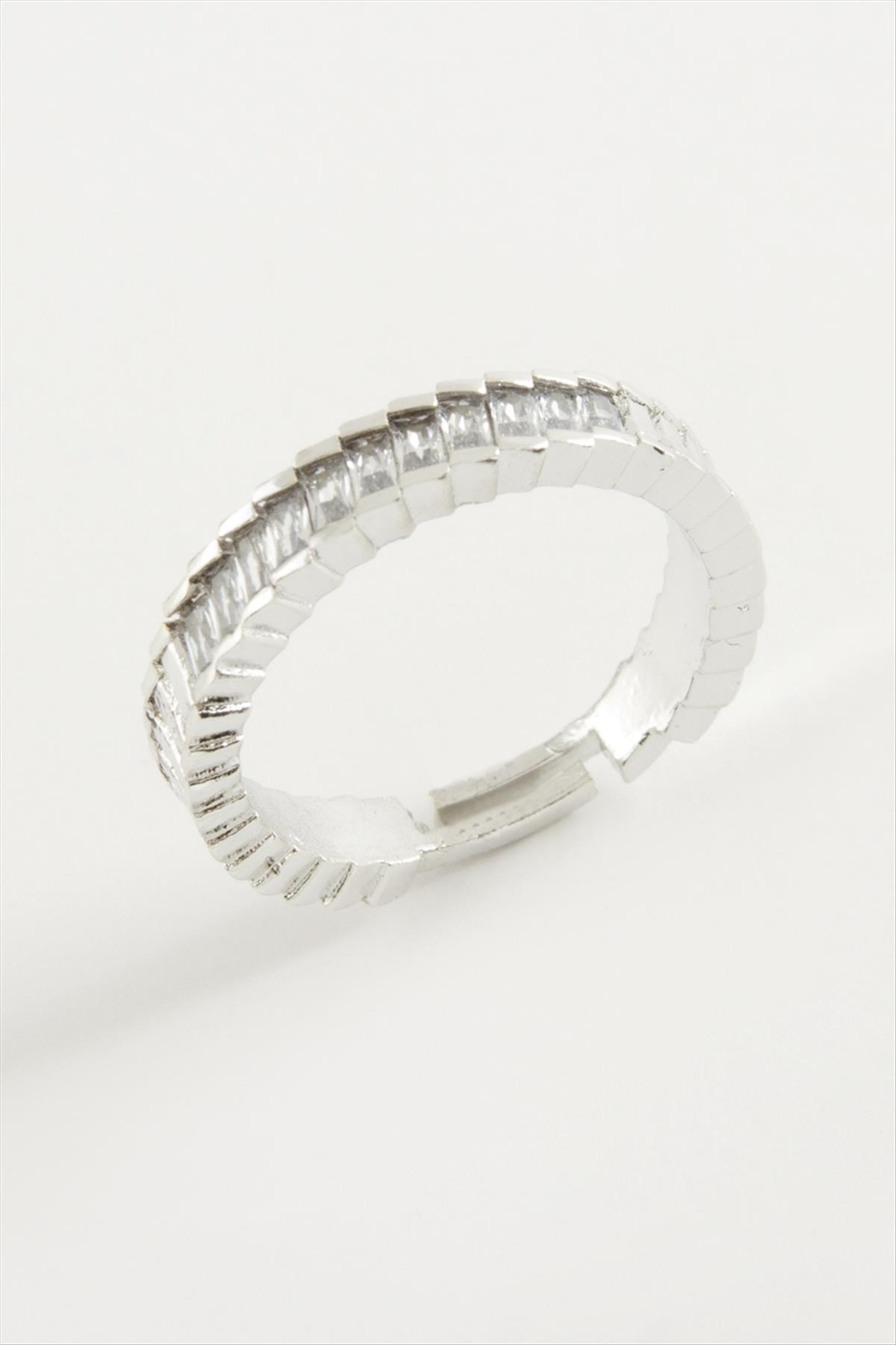 Baget Taşlı Metal Yüzük