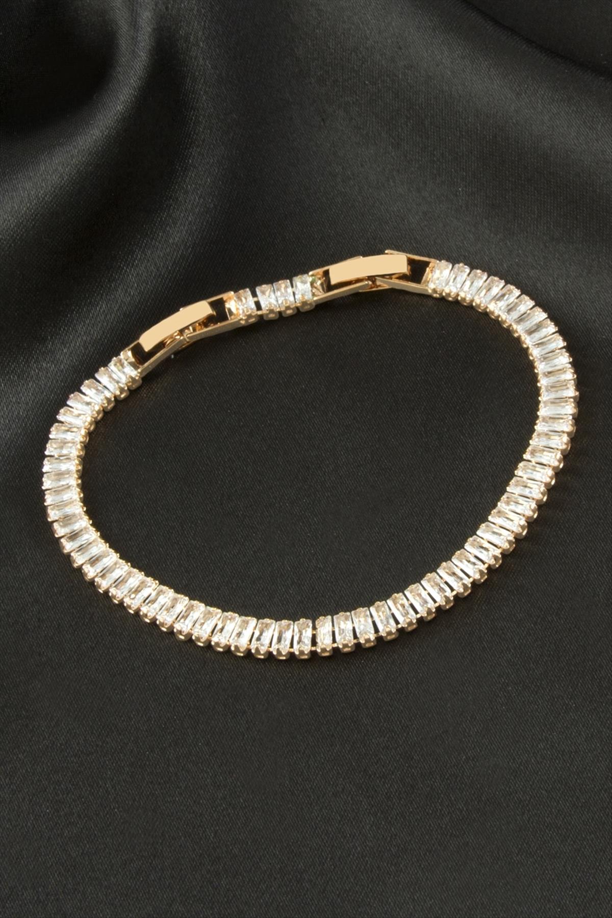 Baget Zirkon Taşlı Lüks Kararmaz Bileklik 5 mm