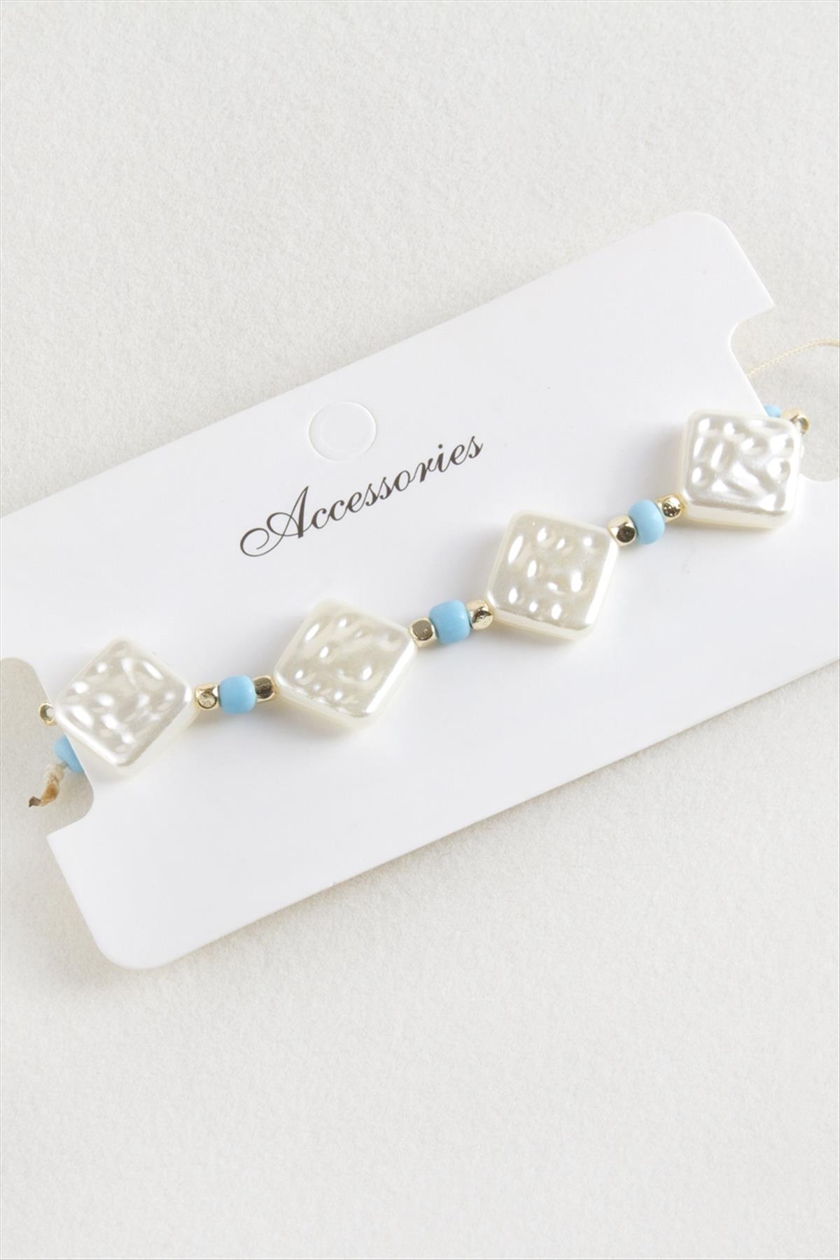 Baklava Boncuk İnci Makrome İp Bileklik