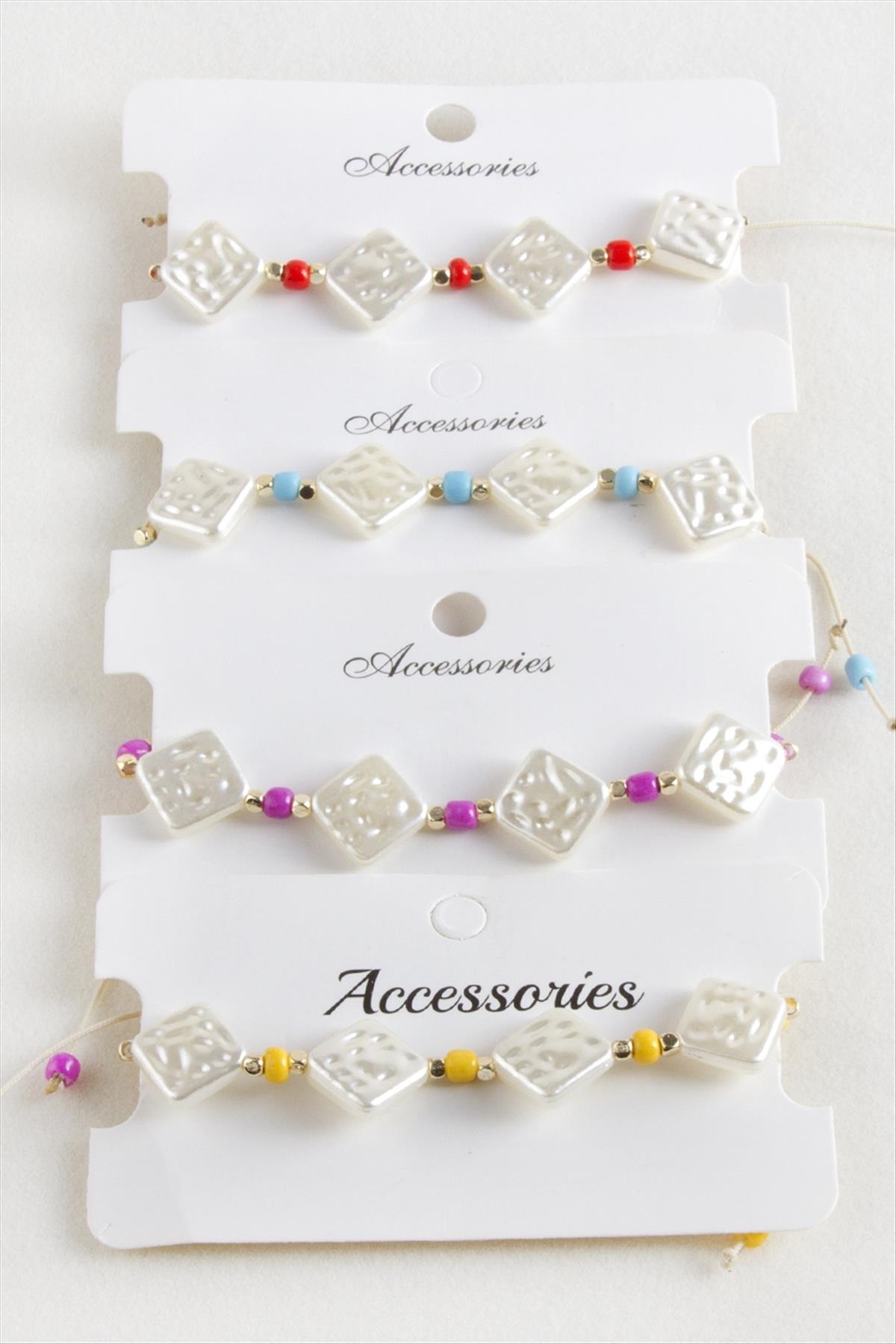 Baklava Boncuk İnci Makrome İp Bileklik