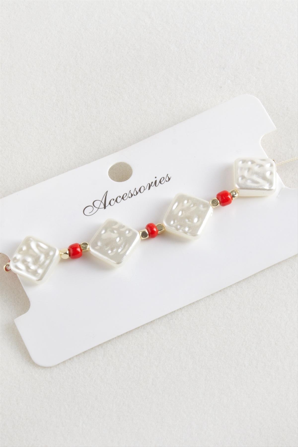 Baklava Boncuk İnci Makrome İp Bileklik