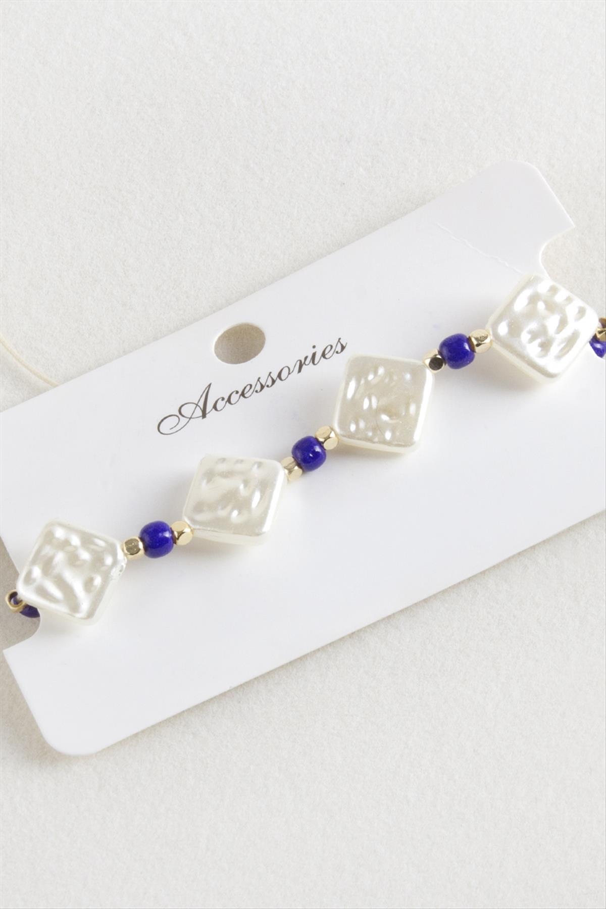 Baklava Boncuk İnci Makrome İp Bileklik