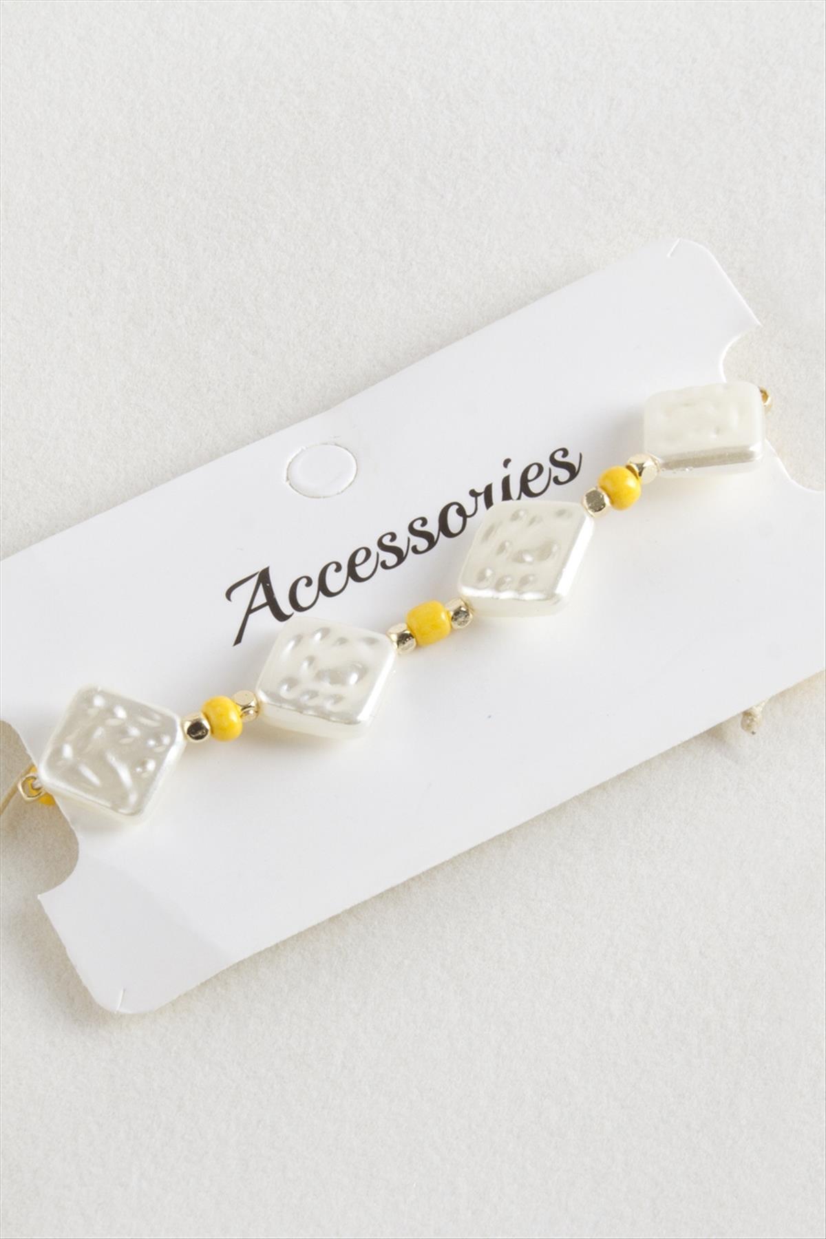 Baklava Boncuk İnci Makrome İp Bileklik