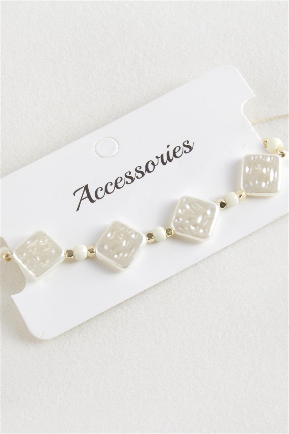 Baklava Boncuk İnci Makrome İp Bileklik