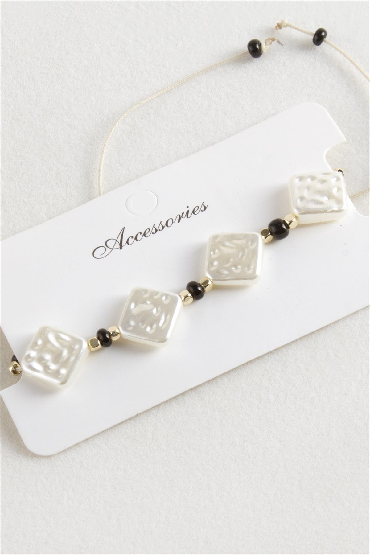 Baklava Boncuk İnci Makrome İp Bileklik