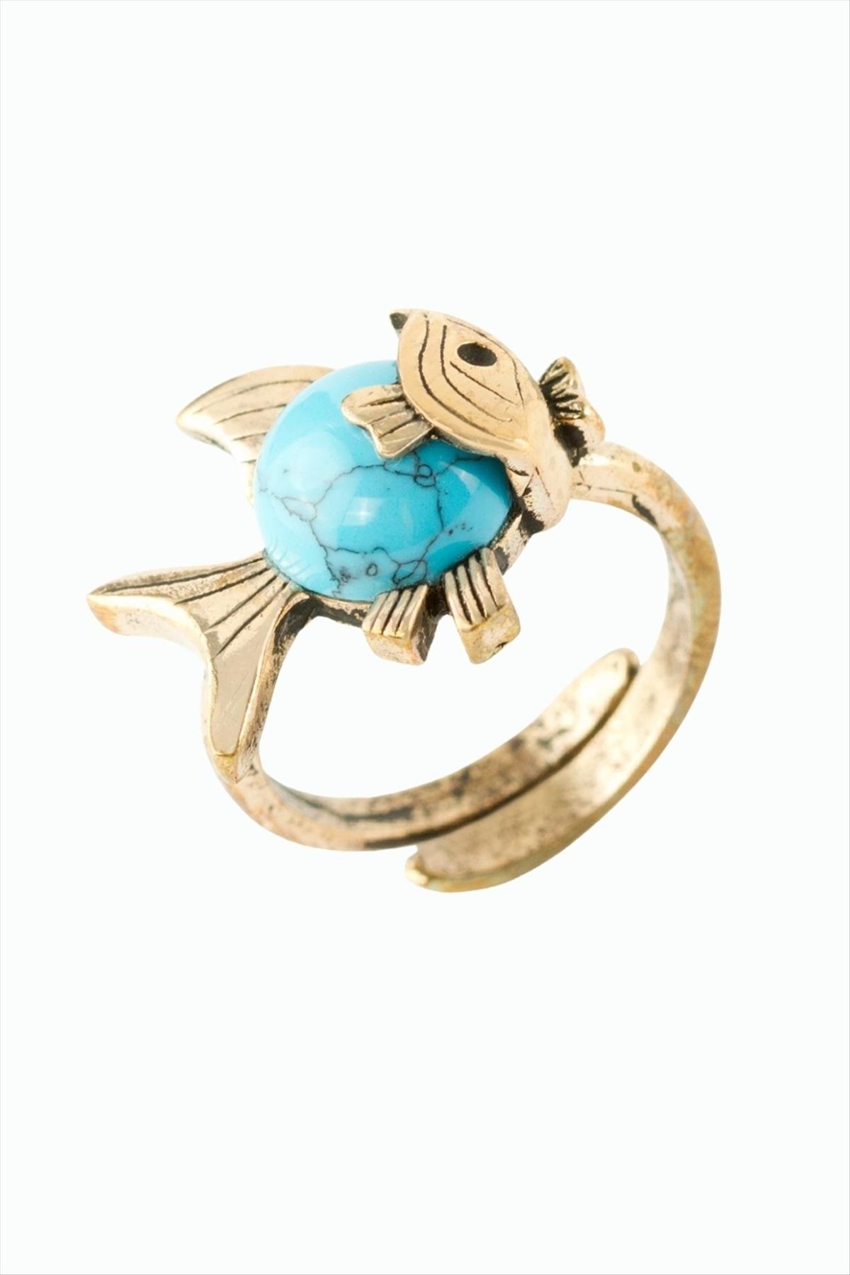 Balık Doğaltaşlı Otantik Yüzük