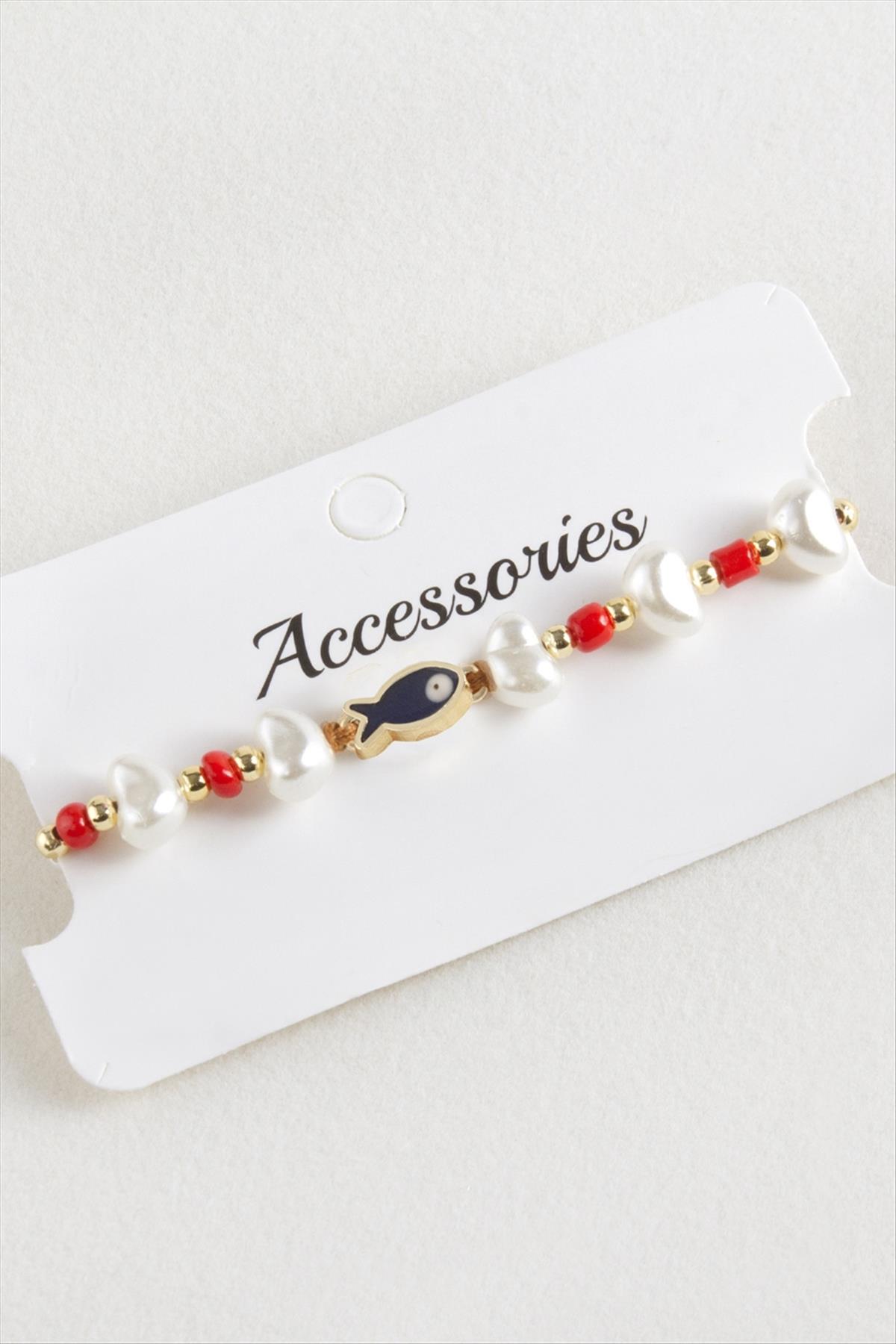 Balık İnci Boncuk Makrome İp Bileklik