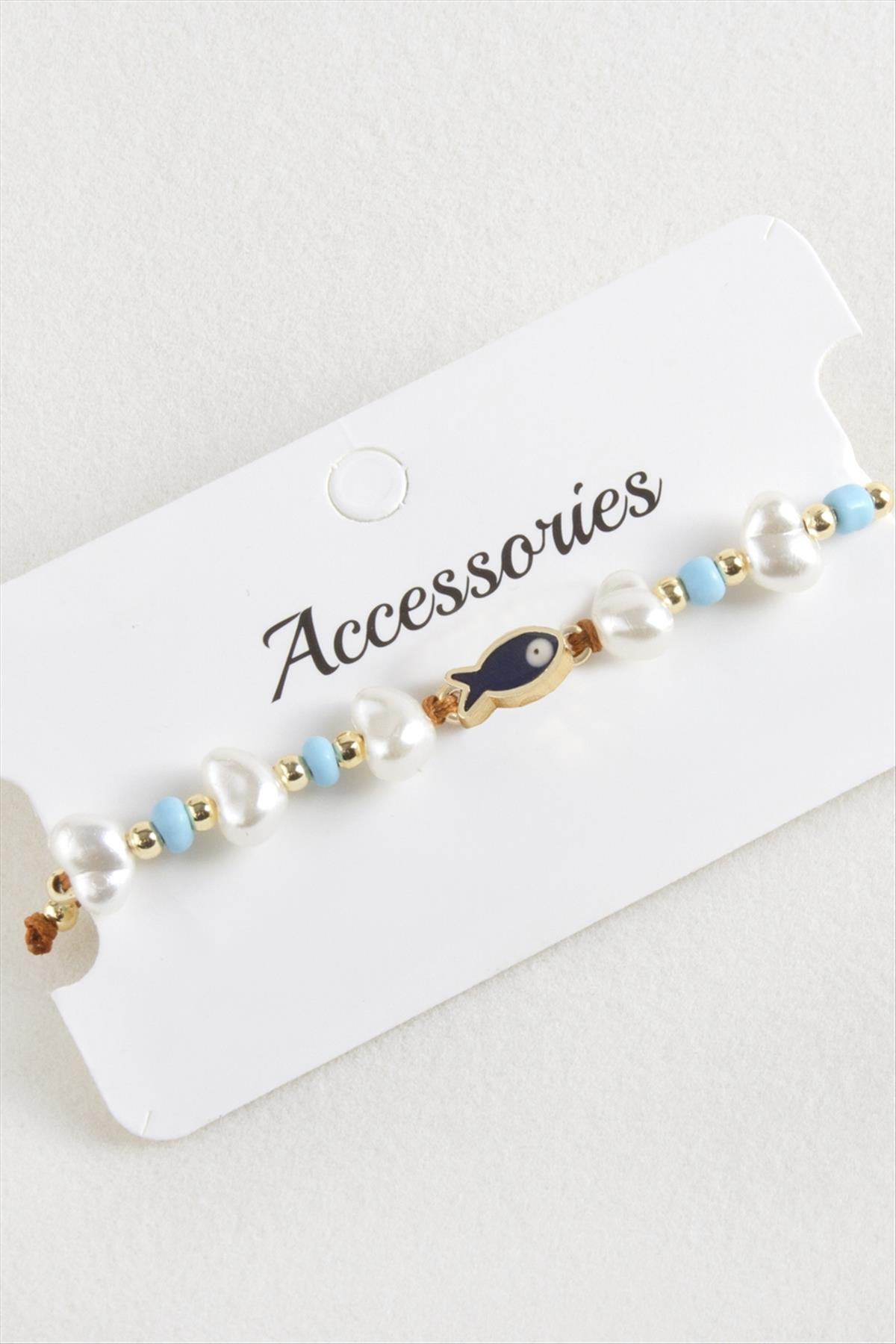 Balık İnci Boncuk Makrome İp Bileklik