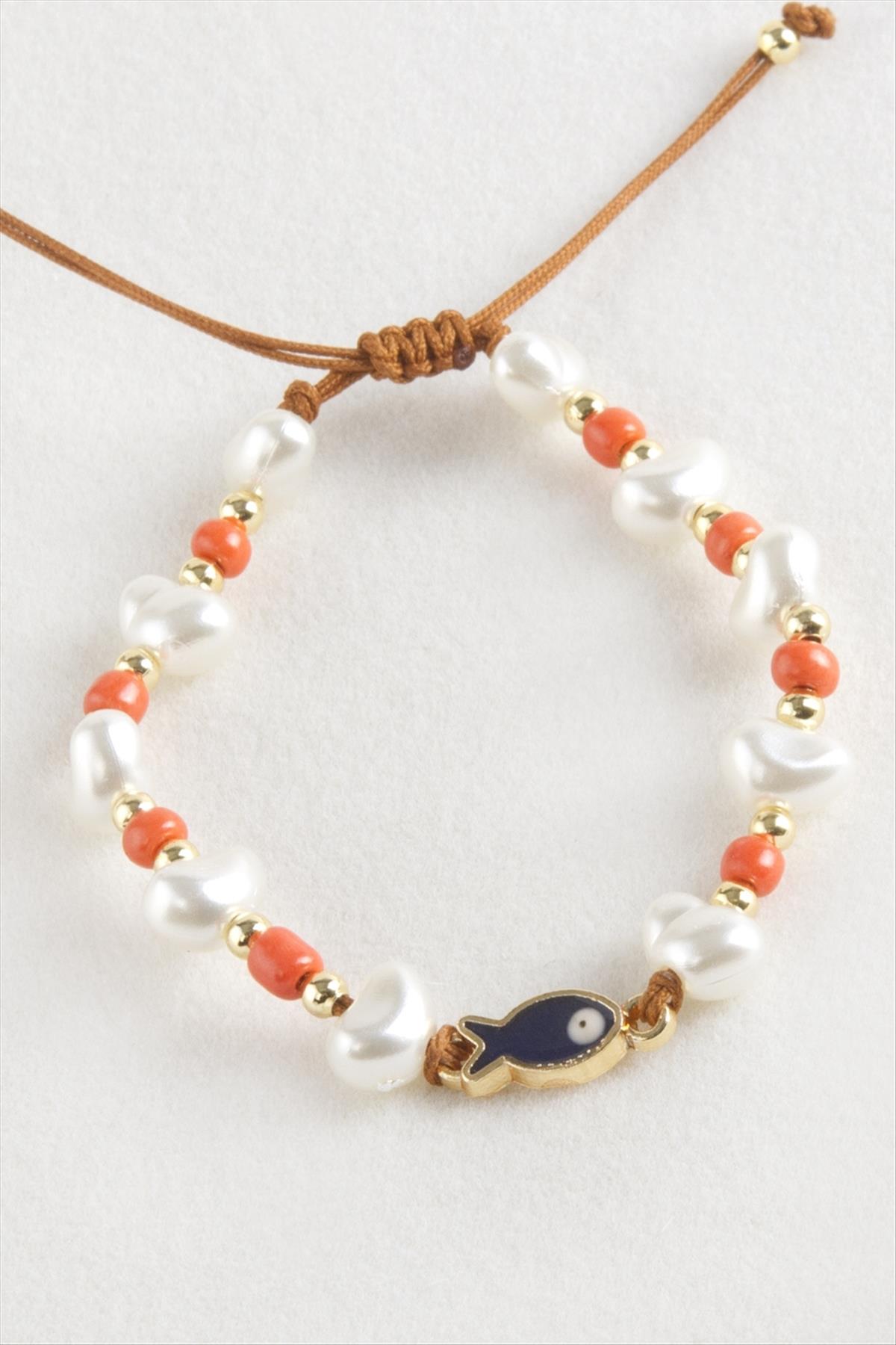 Balık İnci Boncuk Makrome İp Bileklik