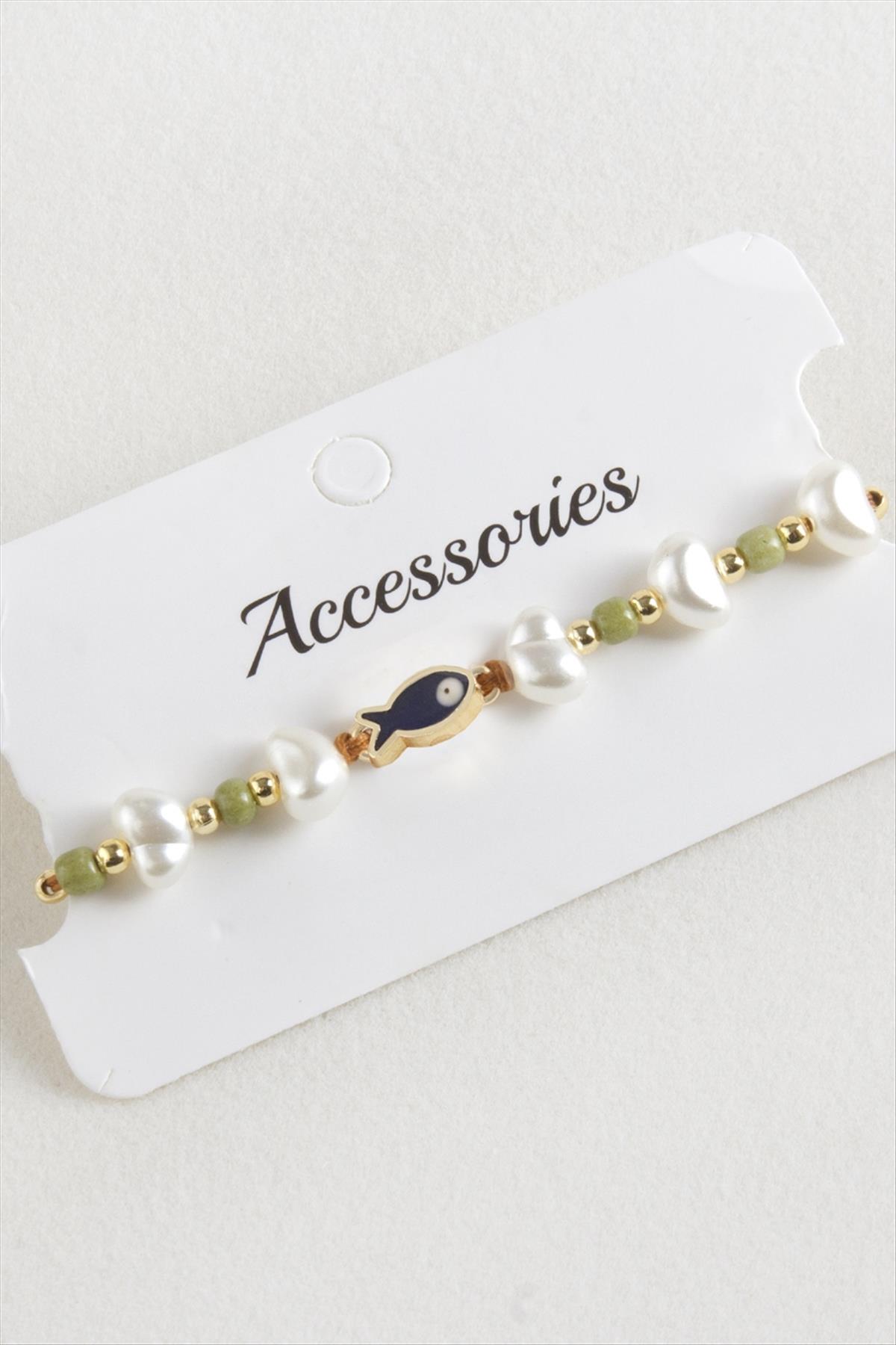 Balık İnci Boncuk Makrome İp Bileklik