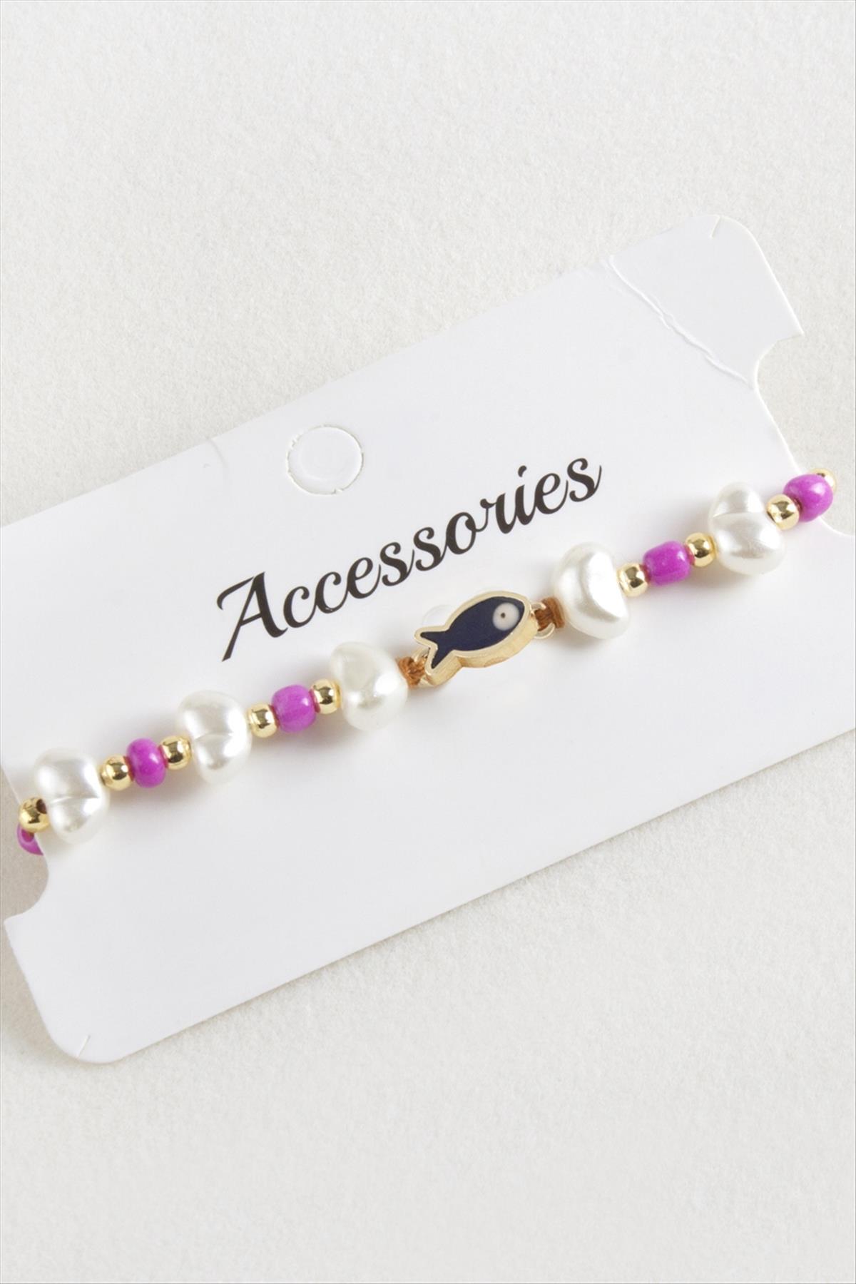 Balık İnci Boncuk Makrome İp Bileklik