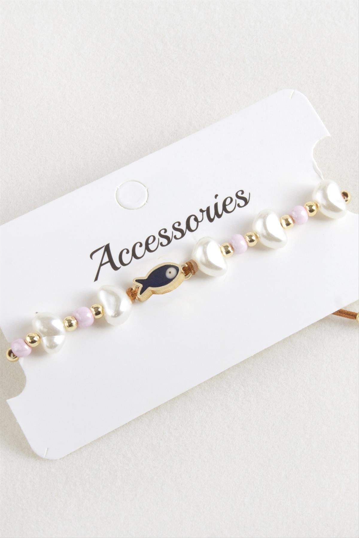 Balık İnci Boncuk Makrome İp Bileklik