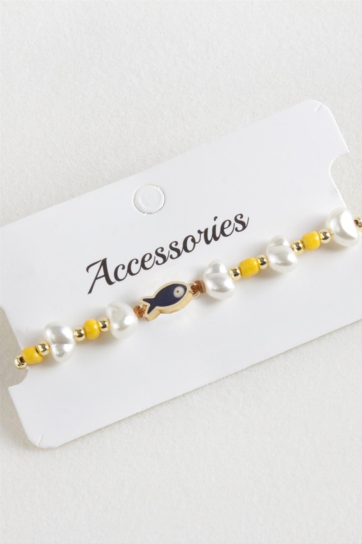 Balık İnci Boncuk Makrome İp Bileklik