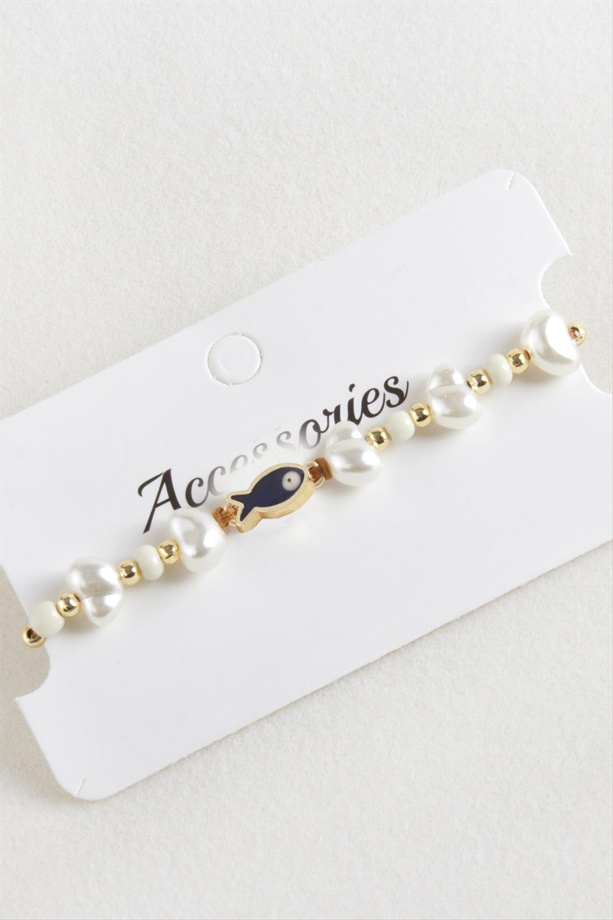 Balık İnci Boncuk Makrome İp Bileklik