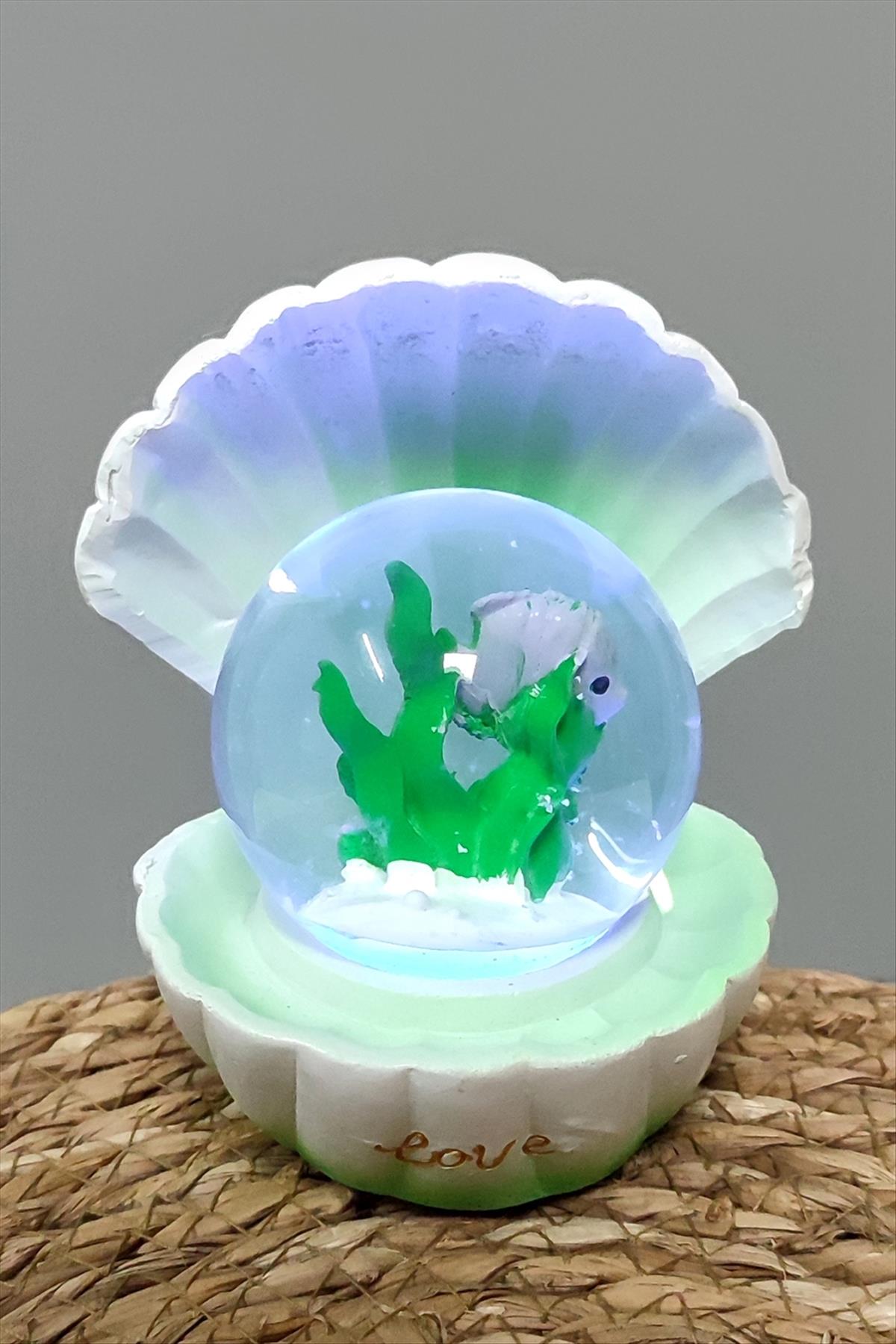 Balık İstiridye Işıklı Kar Küresi Orta