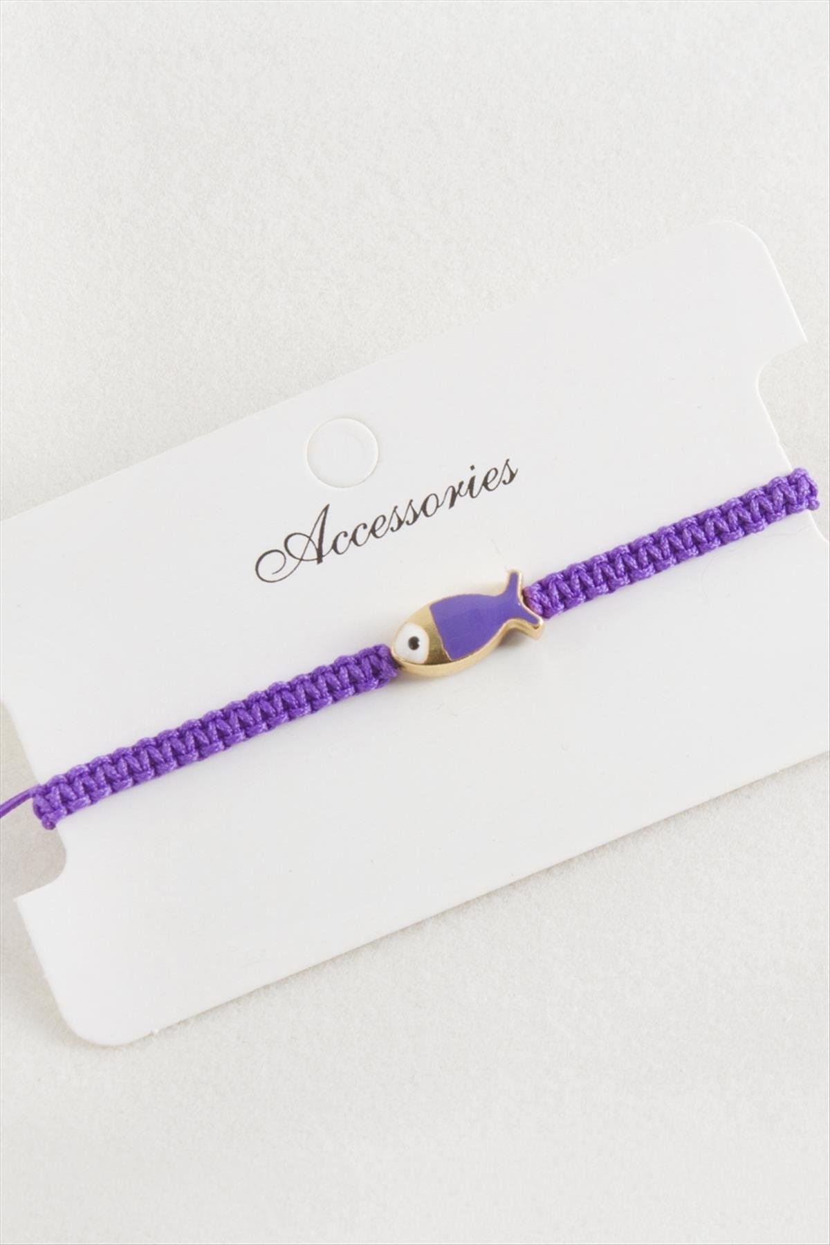 Balık Mineli Makrome Örgülü Bileklik