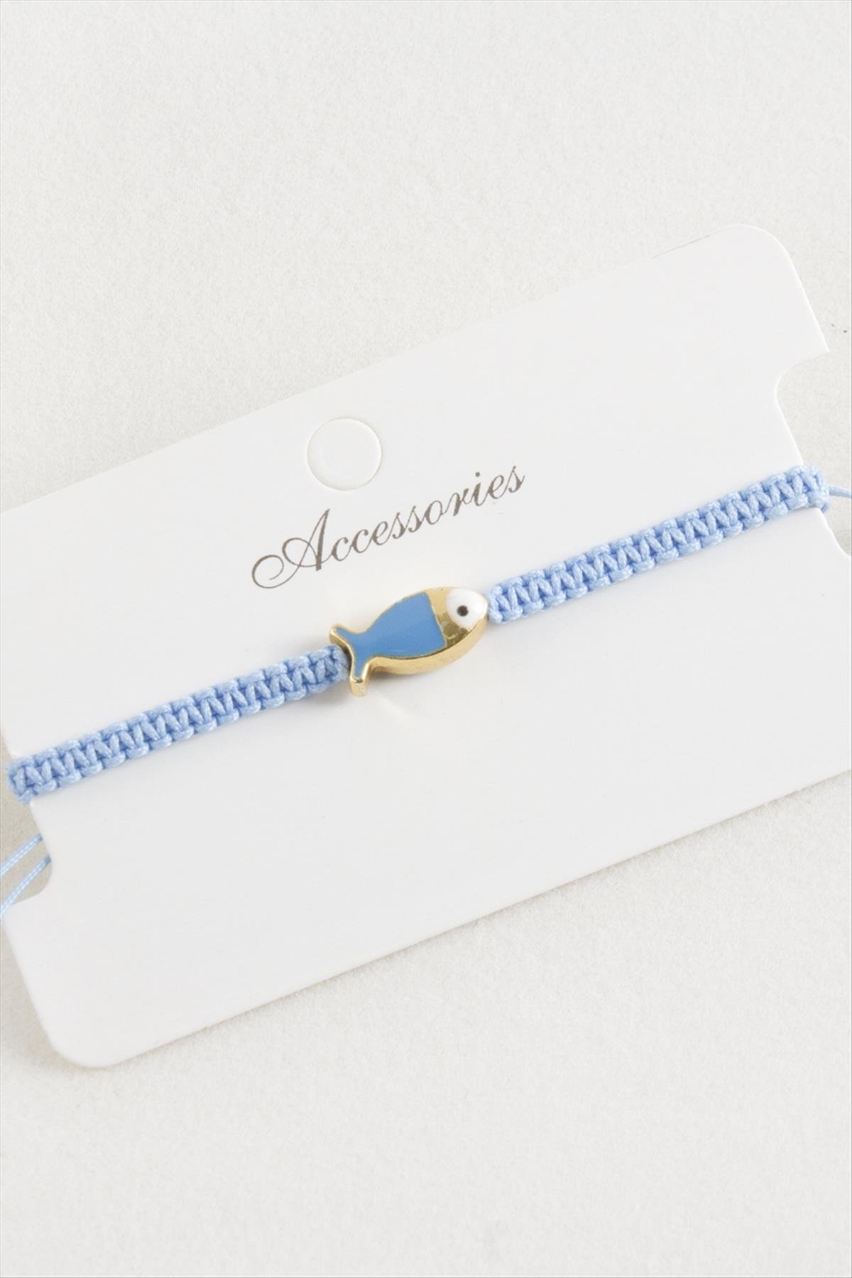 Balık Mineli Makrome Örgülü Bileklik