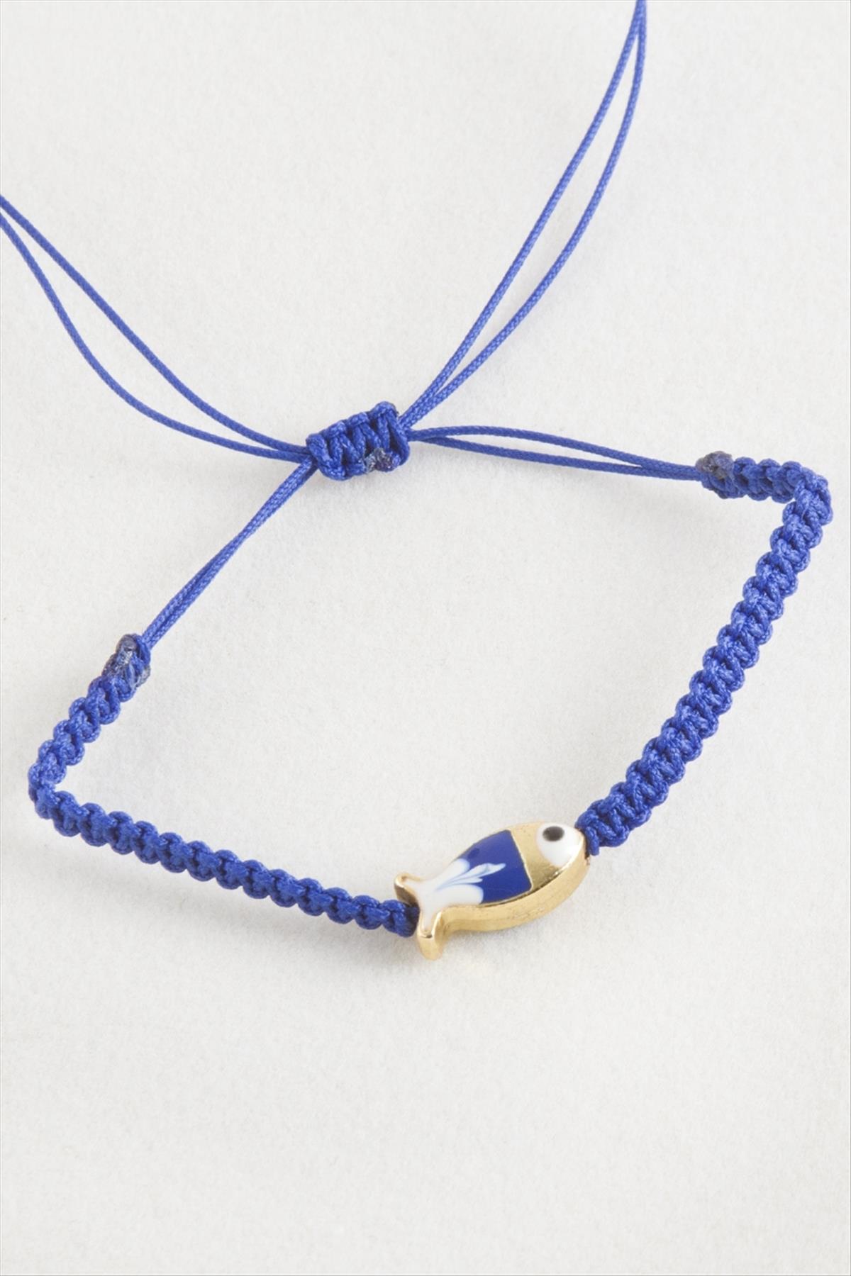 Balık Mineli Makrome Örgülü Bileklik