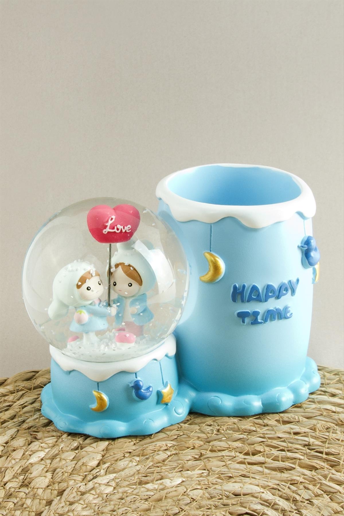 Balonlu Kız Çocuklar Işıklı Kar Küresi Orta