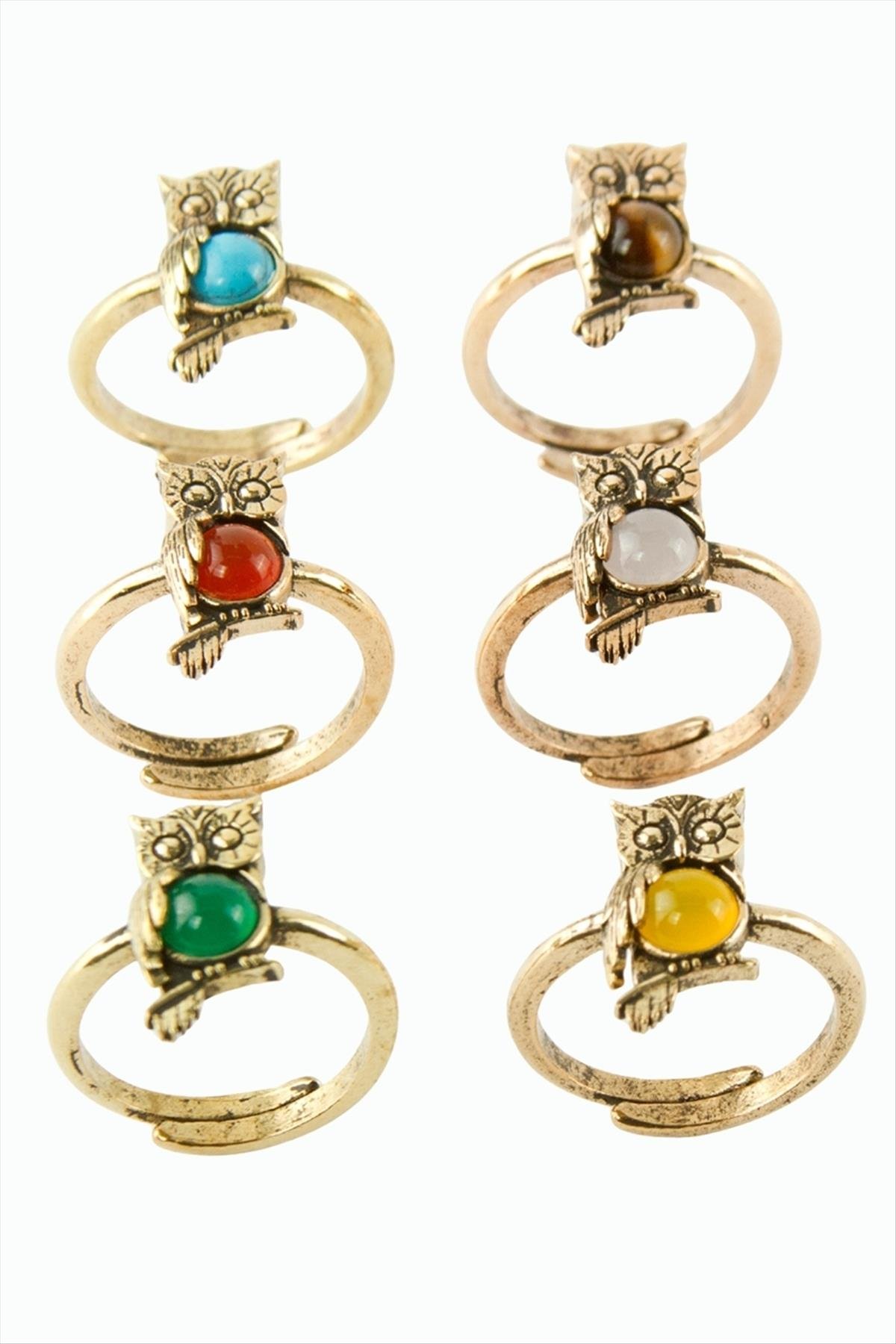 Baykuş Doğaltaşlı Otantik Yüzük