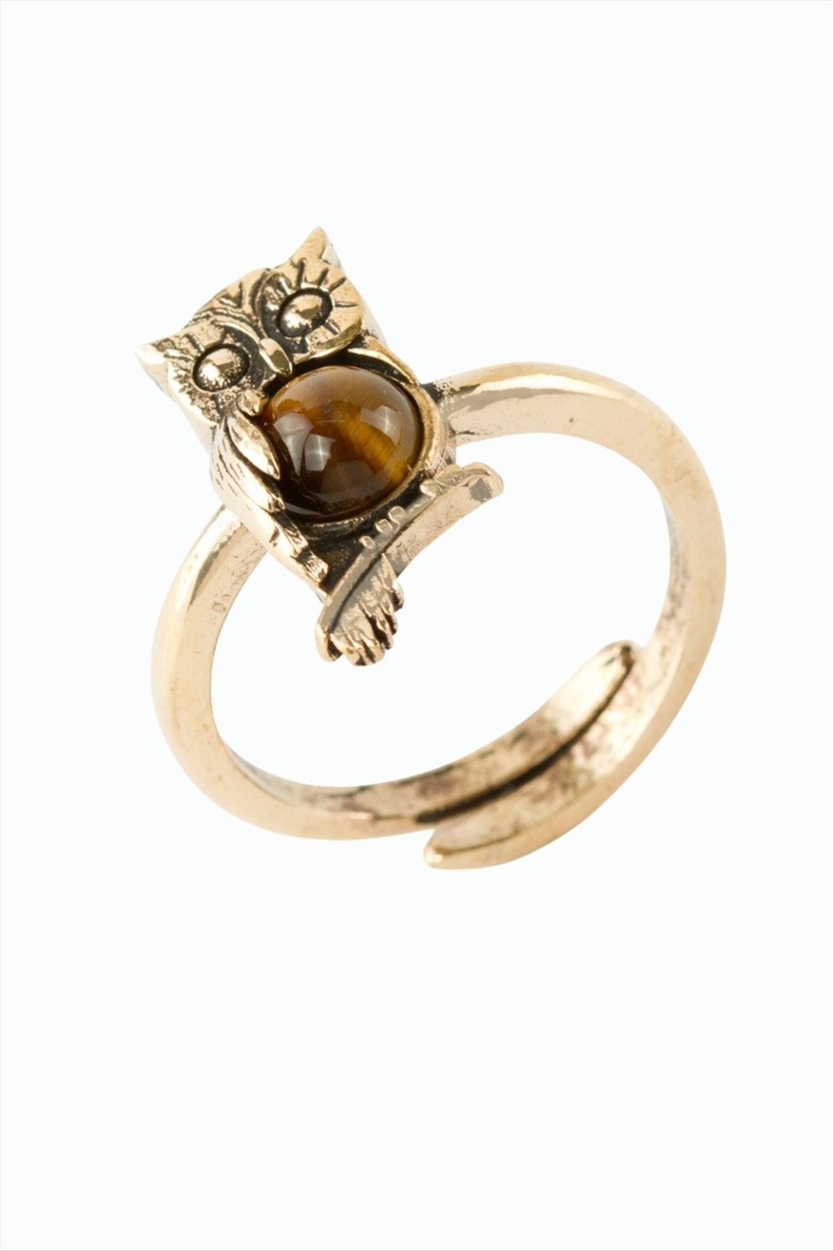 Baykuş Doğaltaşlı Otantik Yüzük