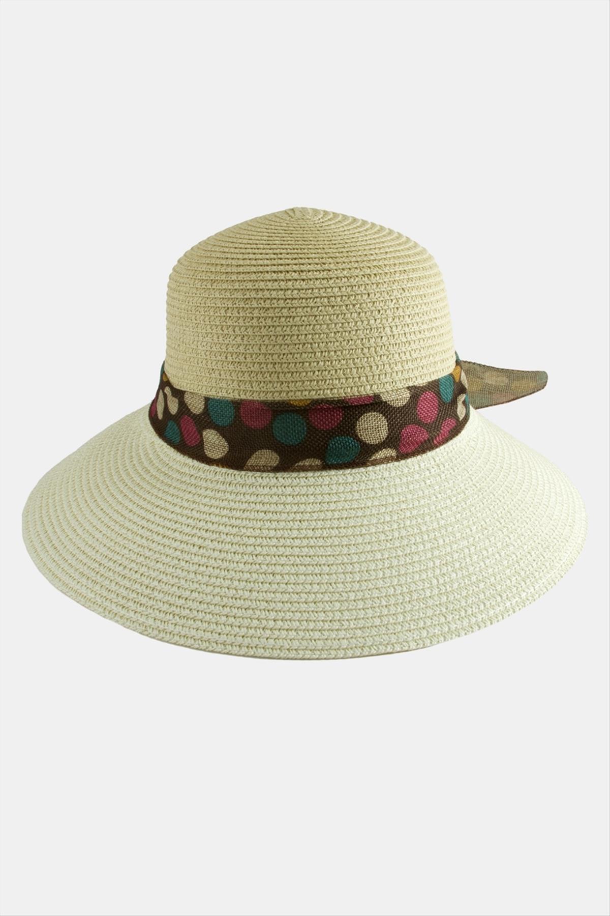 Benekli Fiyonglu Hasır Şapka
