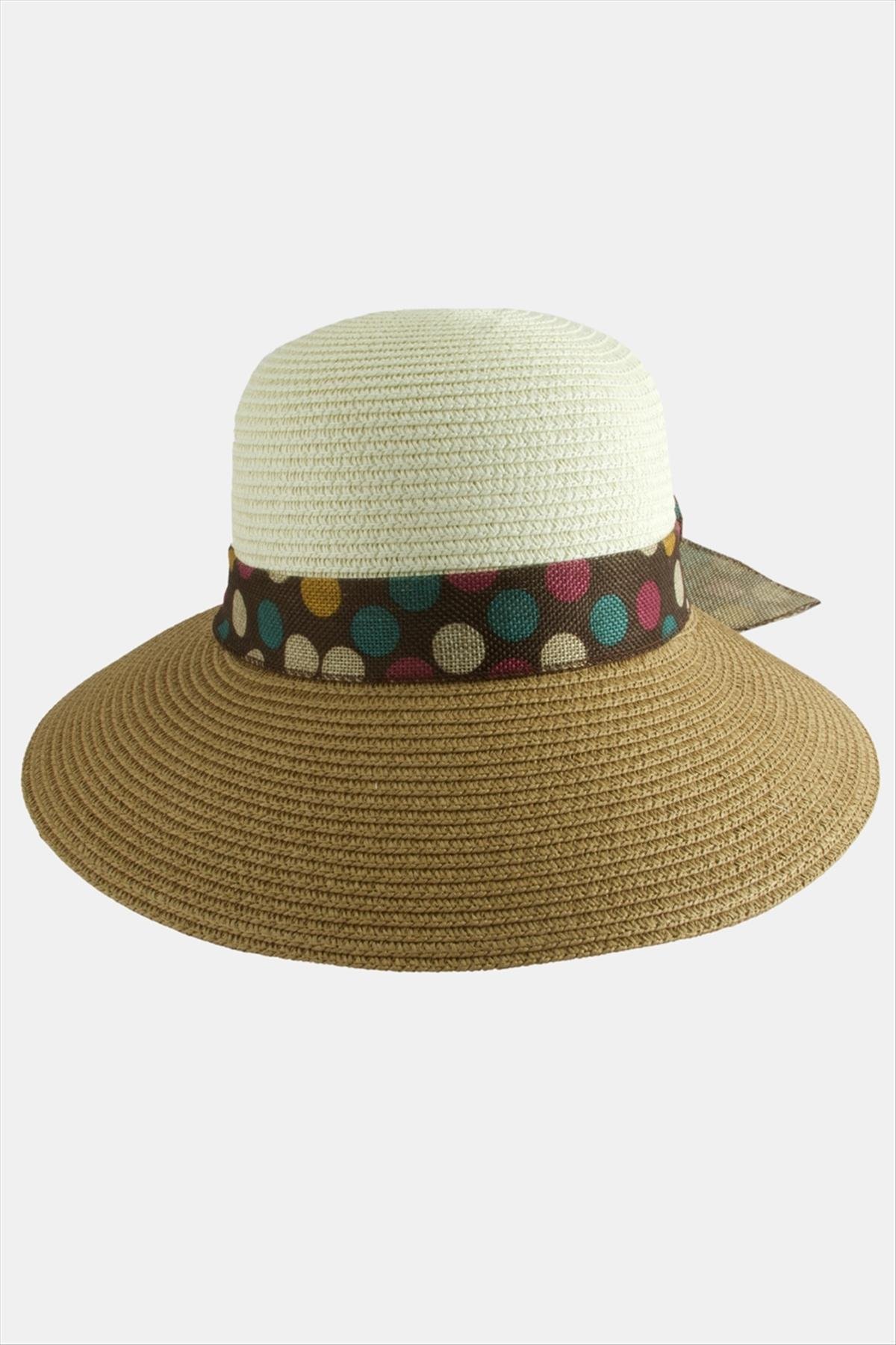Benekli Fiyonglu Hasır Şapka
