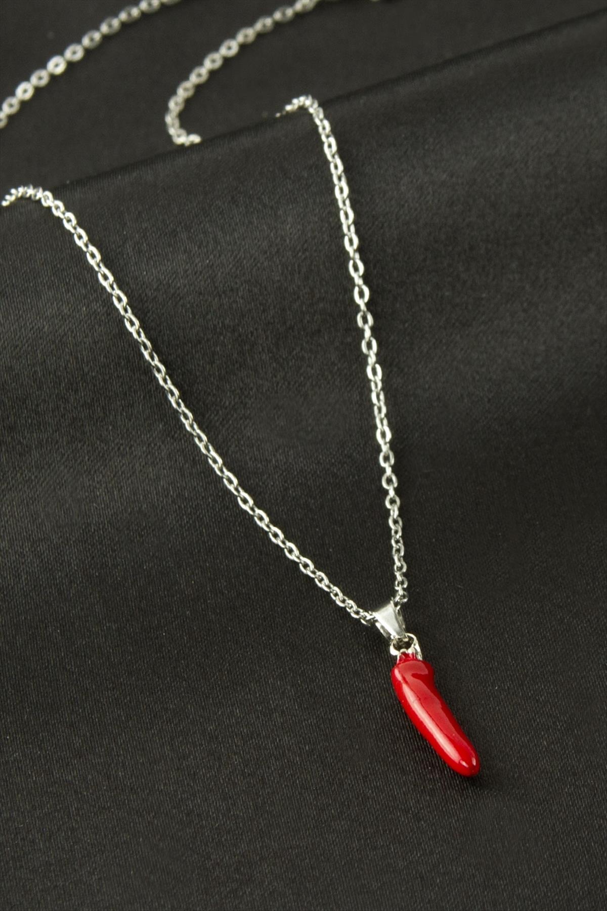 Biber Mineli Çelik Kolye