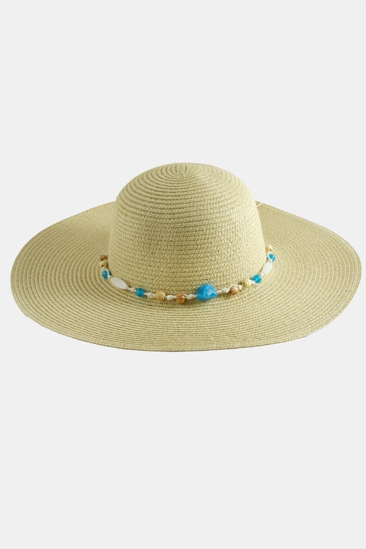 Boncuklu Hasır Şapka