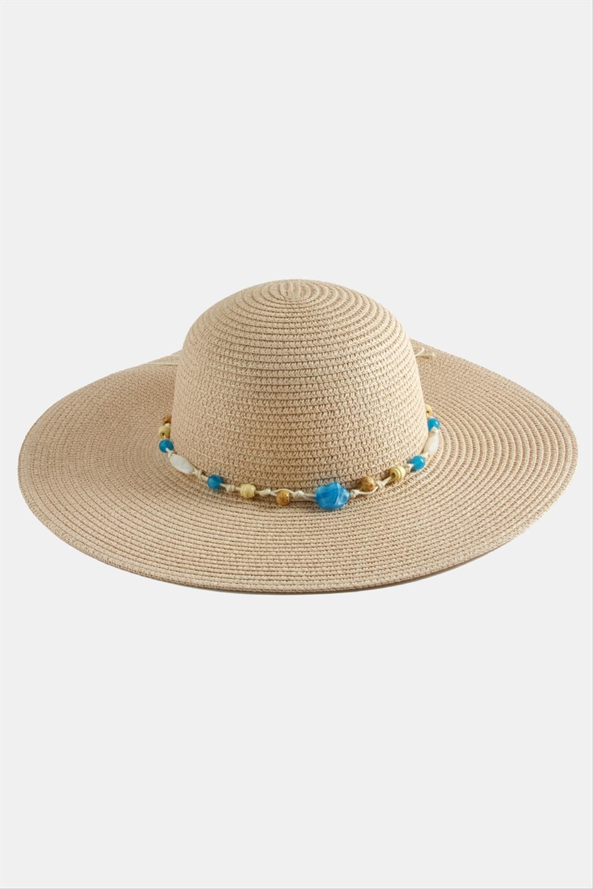 Boncuklu Hasır Şapka