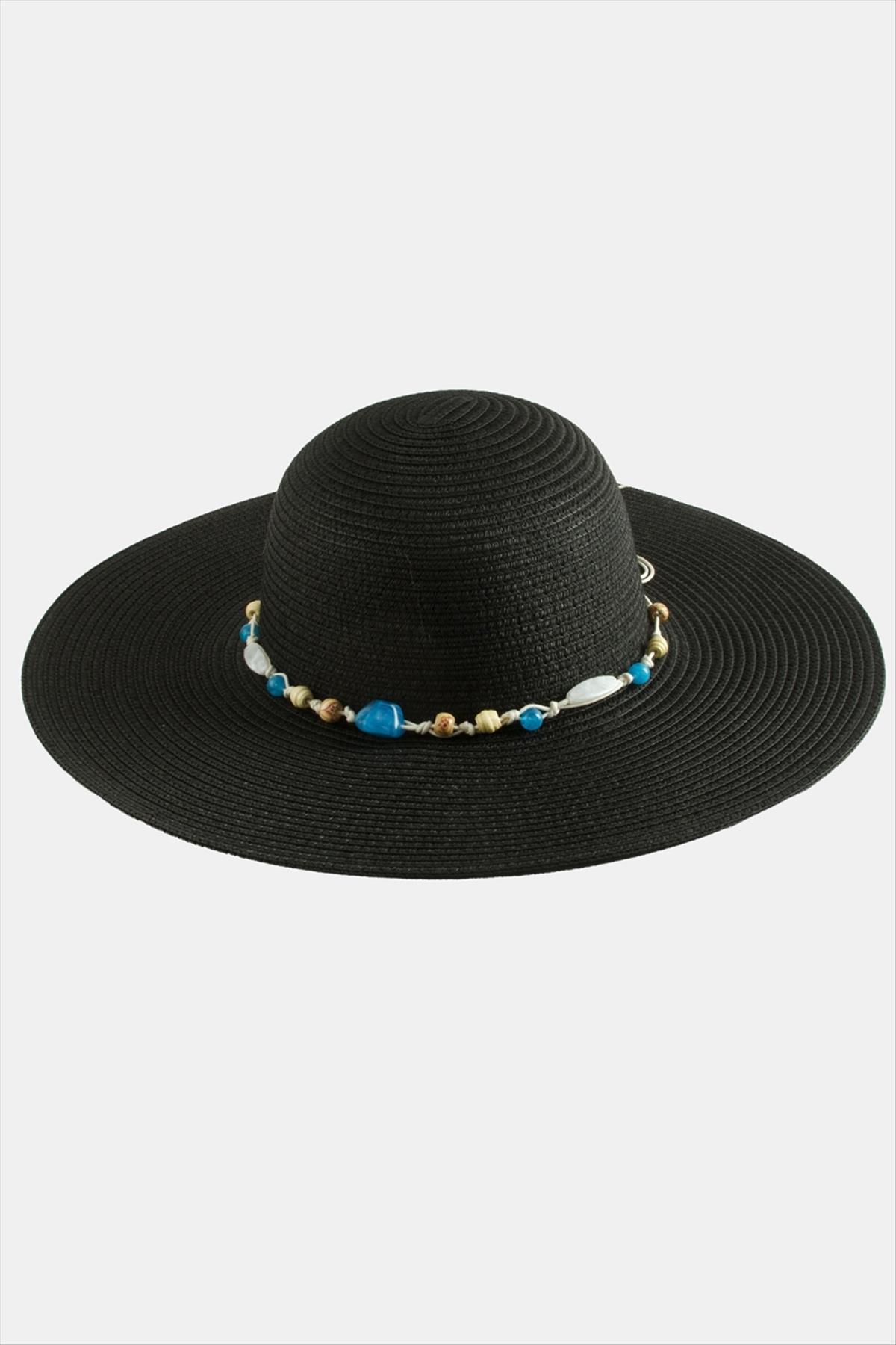 Boncuklu Hasır Şapka