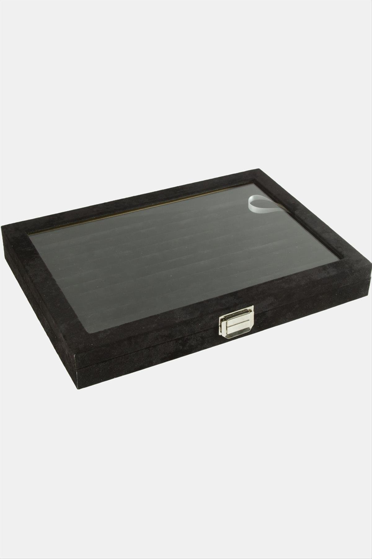 Cam Kapaklı Anfora Kumaş Kelepçe Yüzük Standı 24*34 cm