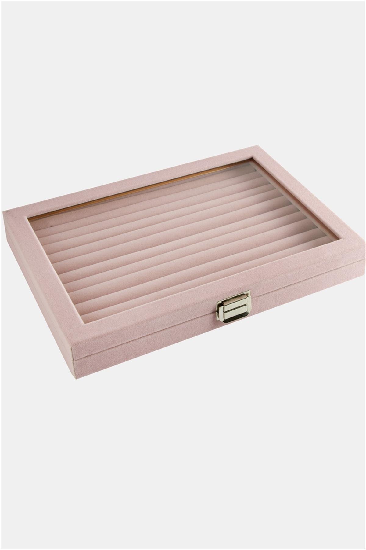 Cam Kapaklı Anfora Kumaş Kelepçe Yüzük Standı 24*34 cm