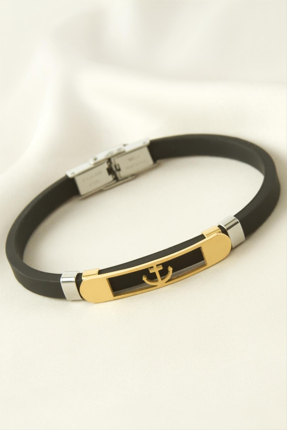 Çapa Deri Çelik Bileklik