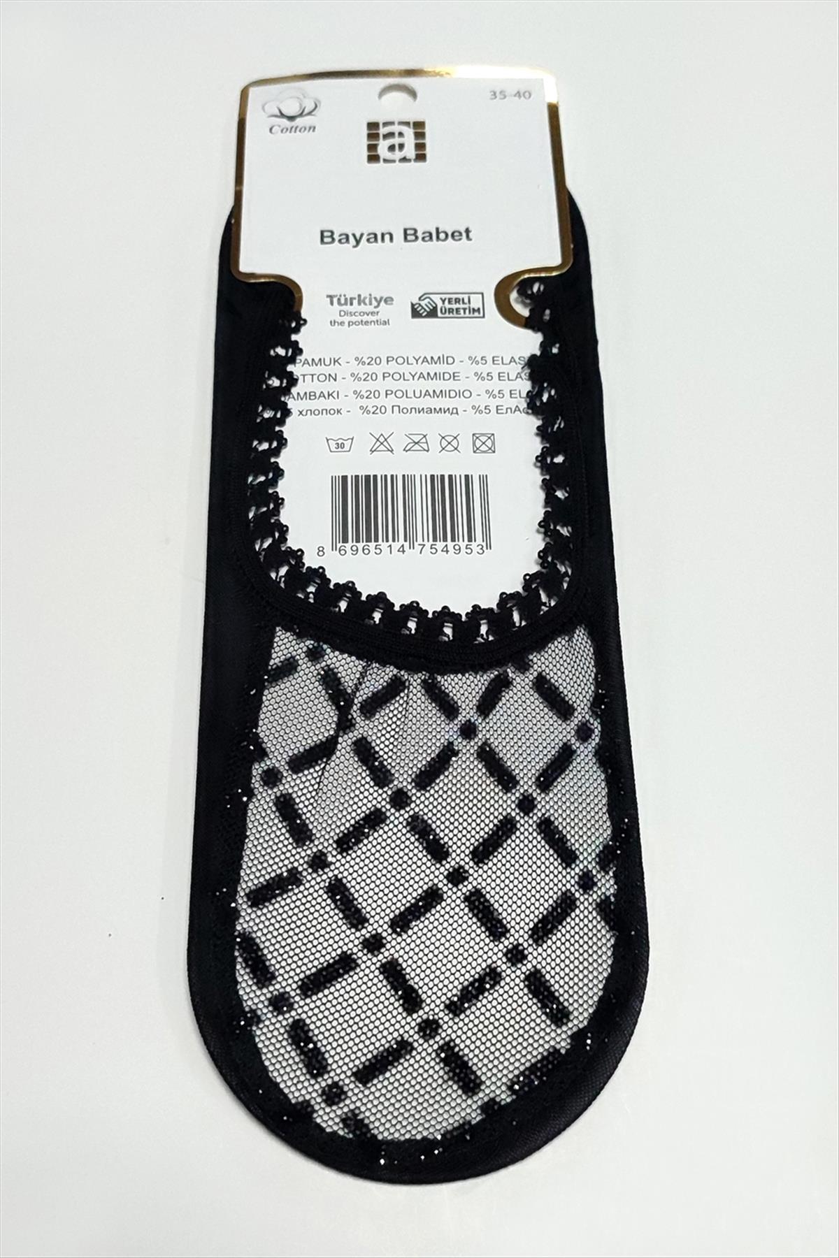 Çarpı Dantel Babet Çorap