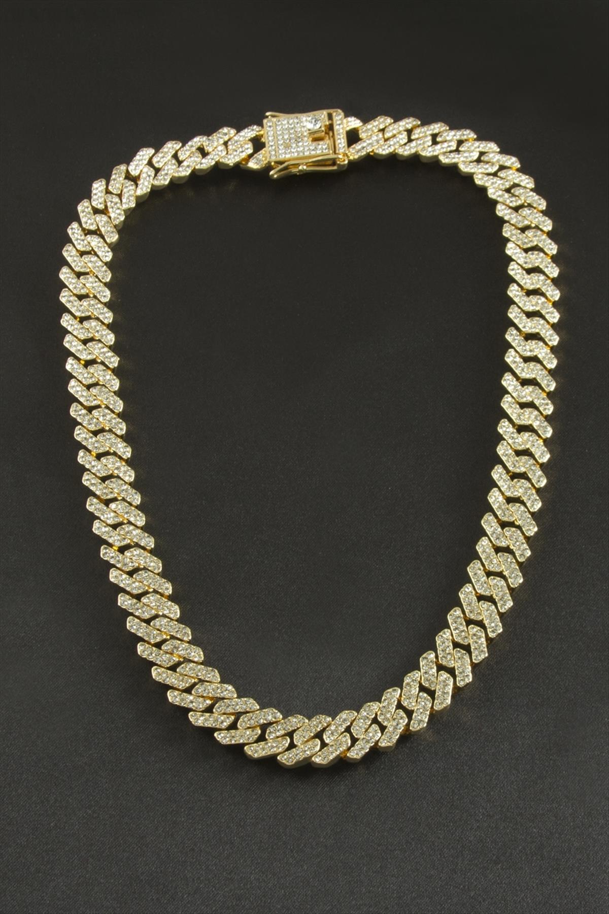 Chain Zikzak Zirkon Taşlı Lüks Çelik Kolye