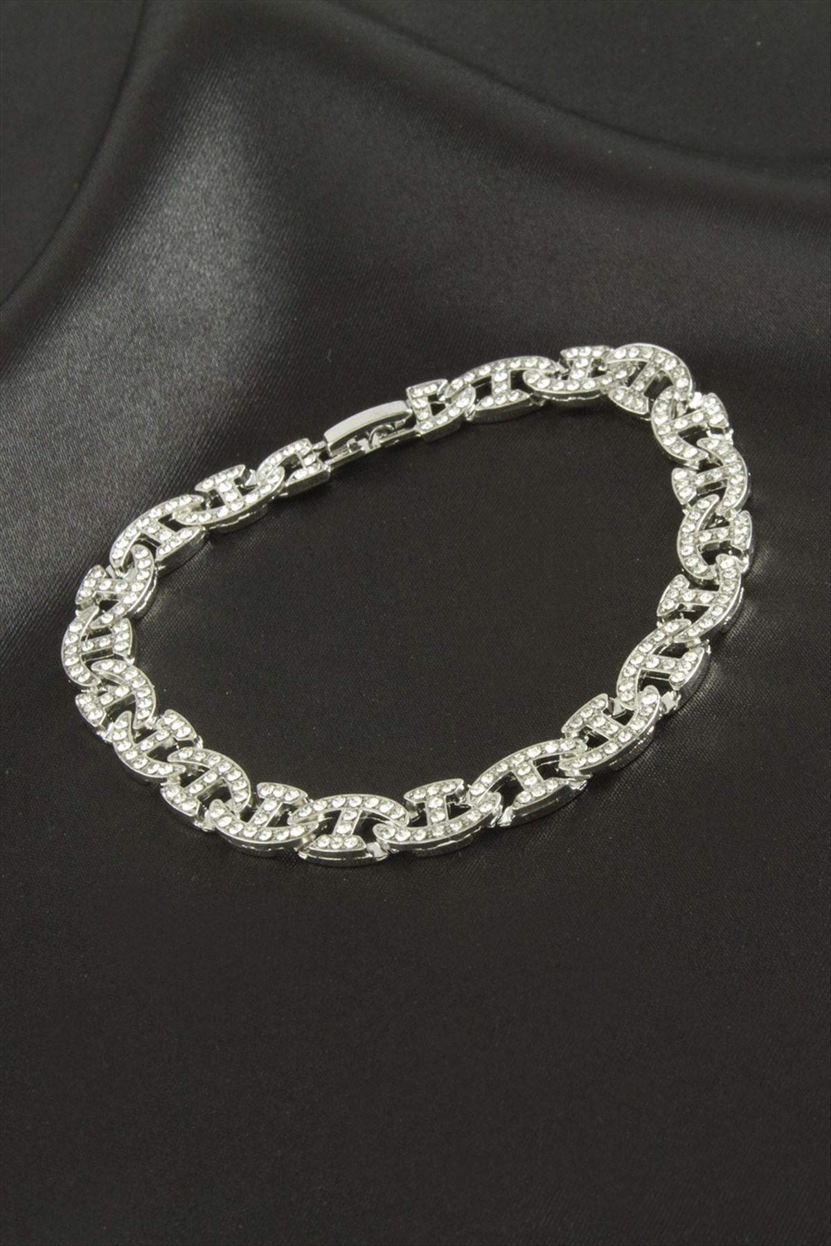 Chain Zirkon Taşlı Lüks Çelik Zincir Bileklik