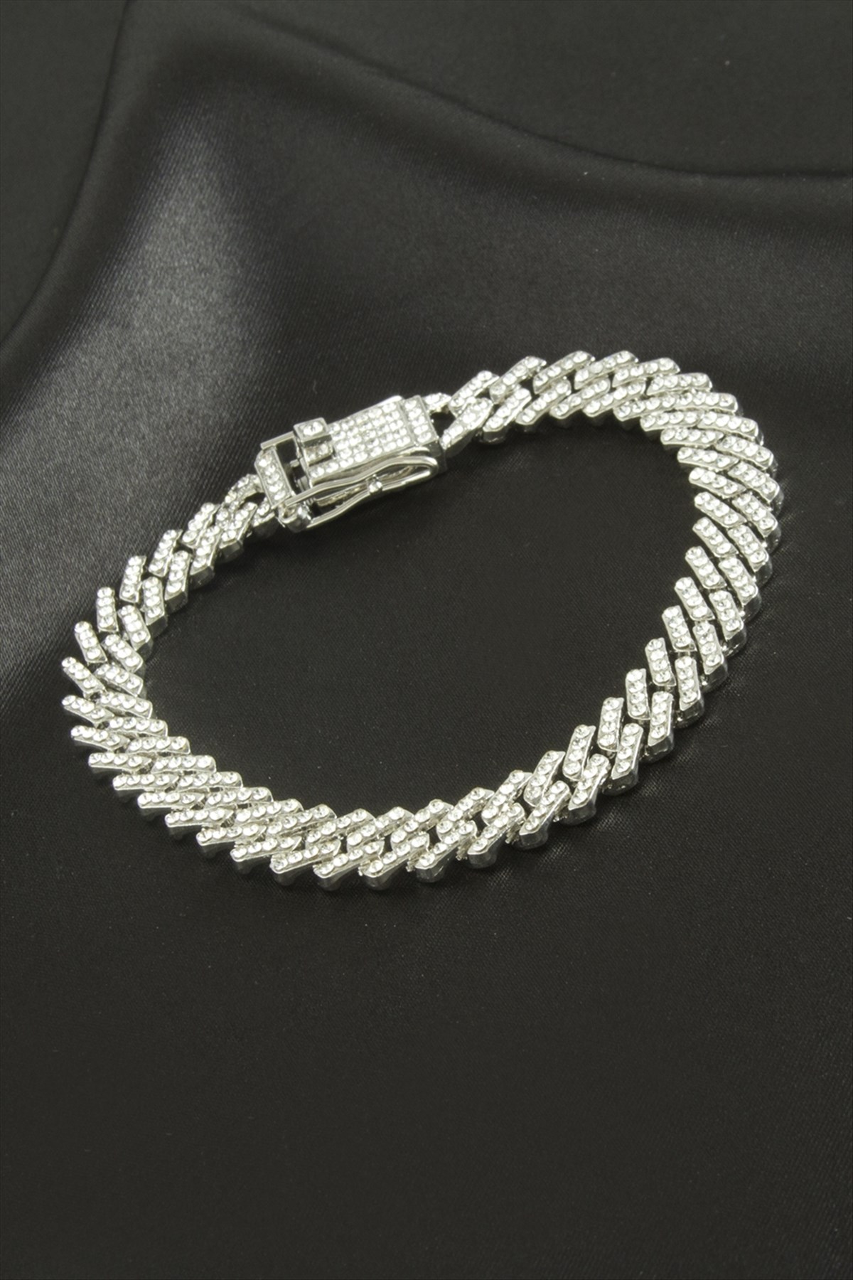 Chain Zirkon Taşlı Lüks Çelik Zincir Bileklik