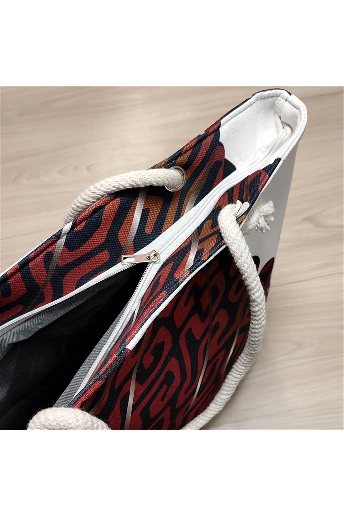 Çiçek Desenli Plaj Çantası