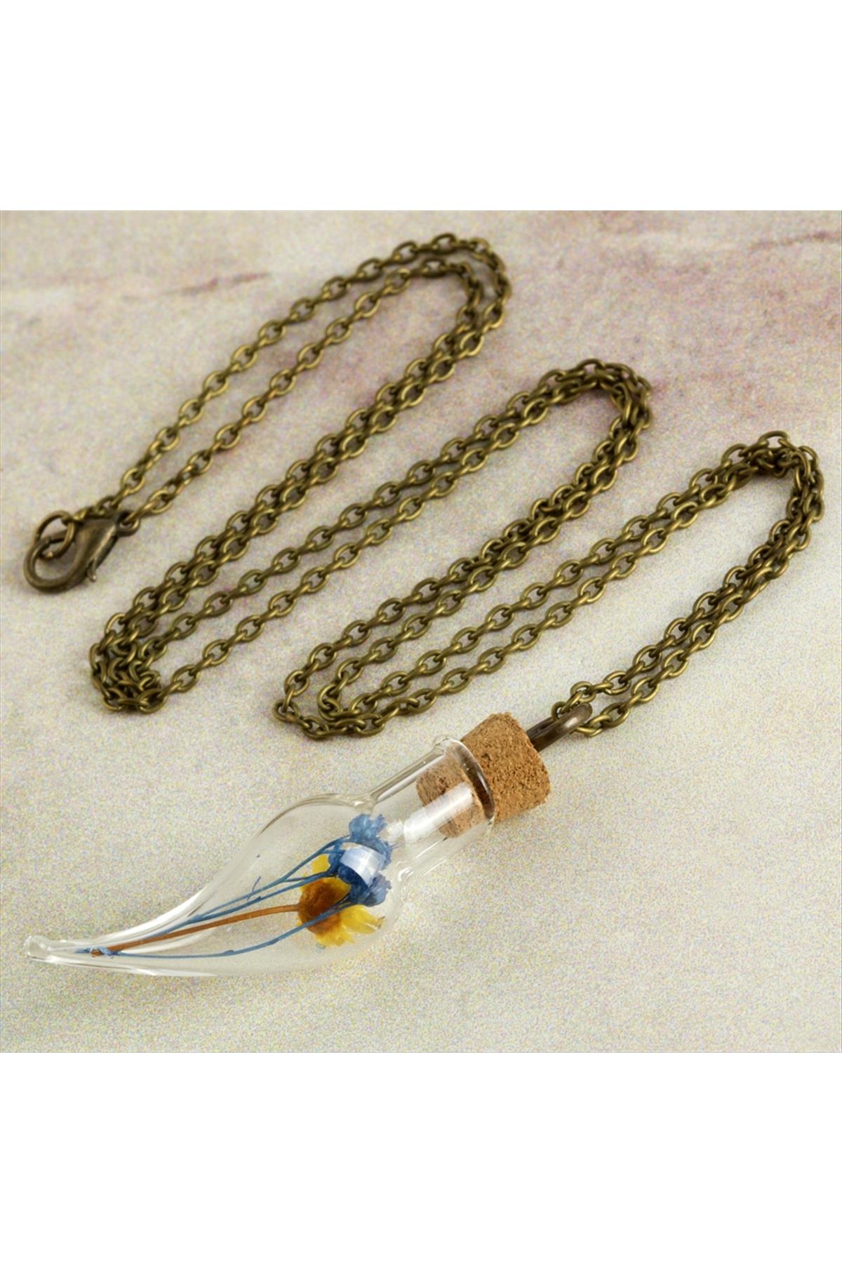 Çiçek Fanus Canlı Kolye