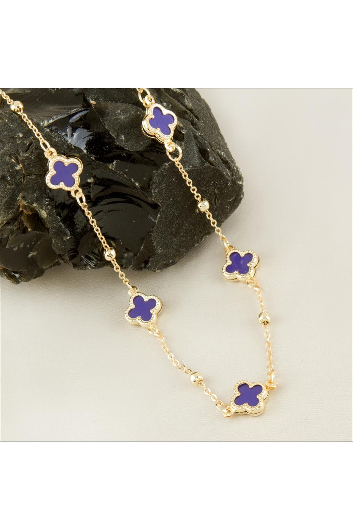 Çiçek Mineli Yeni Sezon Zincir Kolye 45 cm