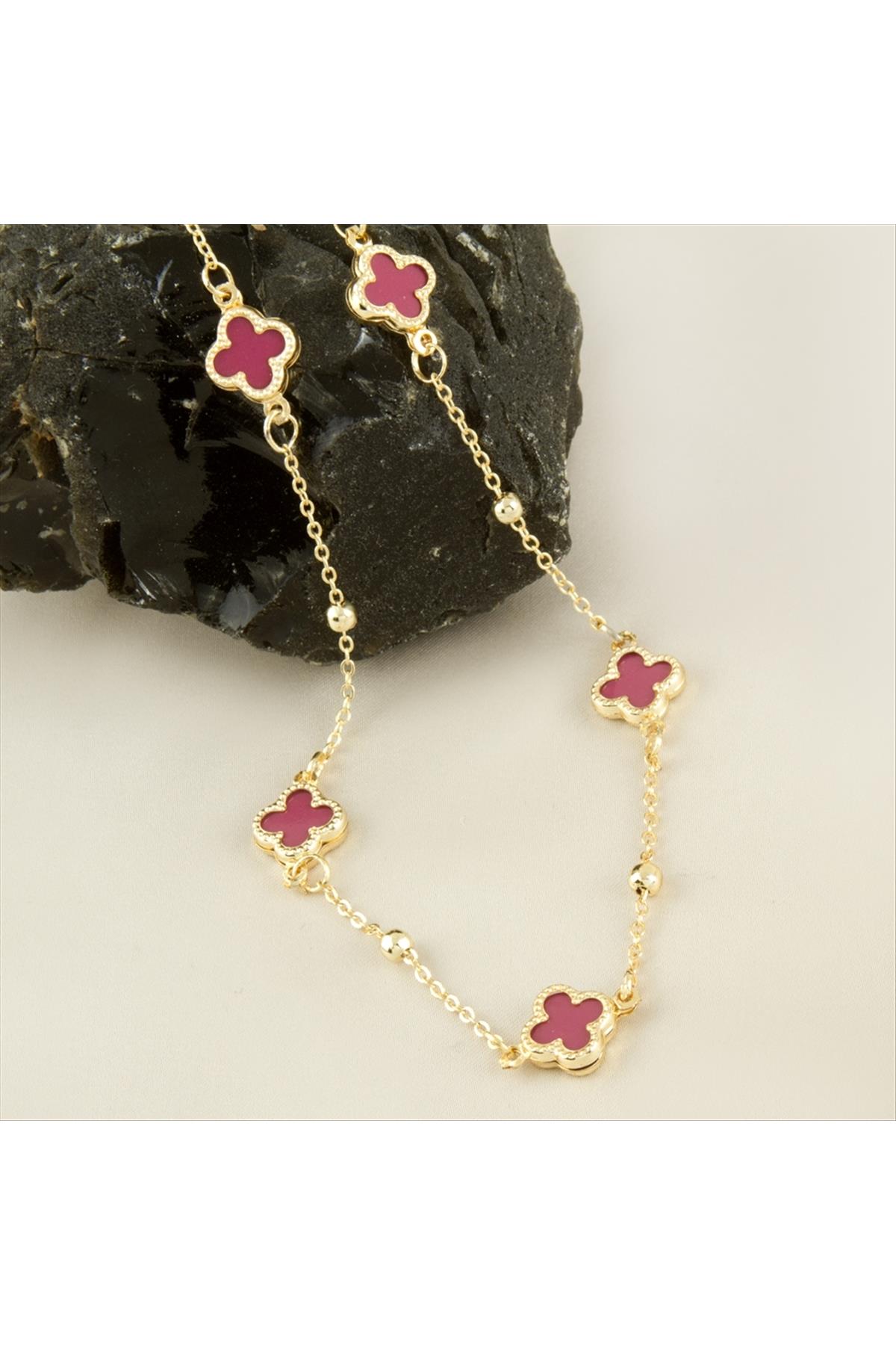 Çiçek Mineli Yeni Sezon Zincir Kolye 45 cm