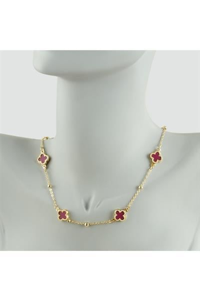 Çiçek Mineli Yeni Sezon Zincir Kolye 45 cm