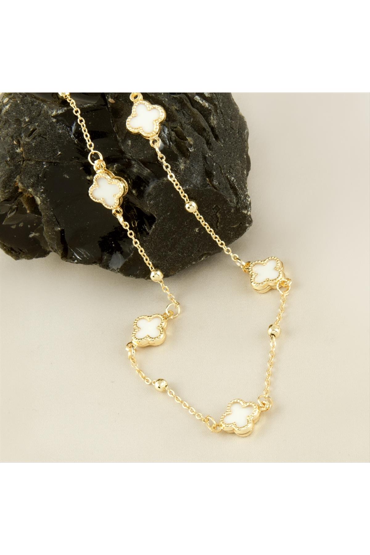 Çiçek Mineli Yeni Sezon Zincir Kolye 45 cm