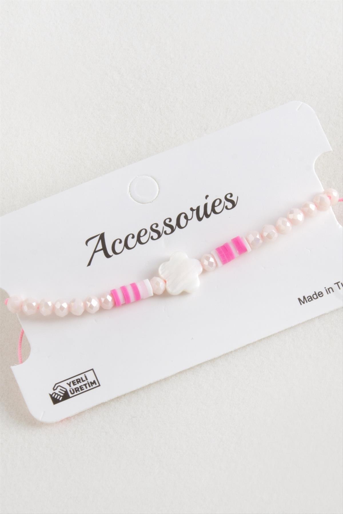 Çiçek Sedef Kristal Makrome İp Bileklik